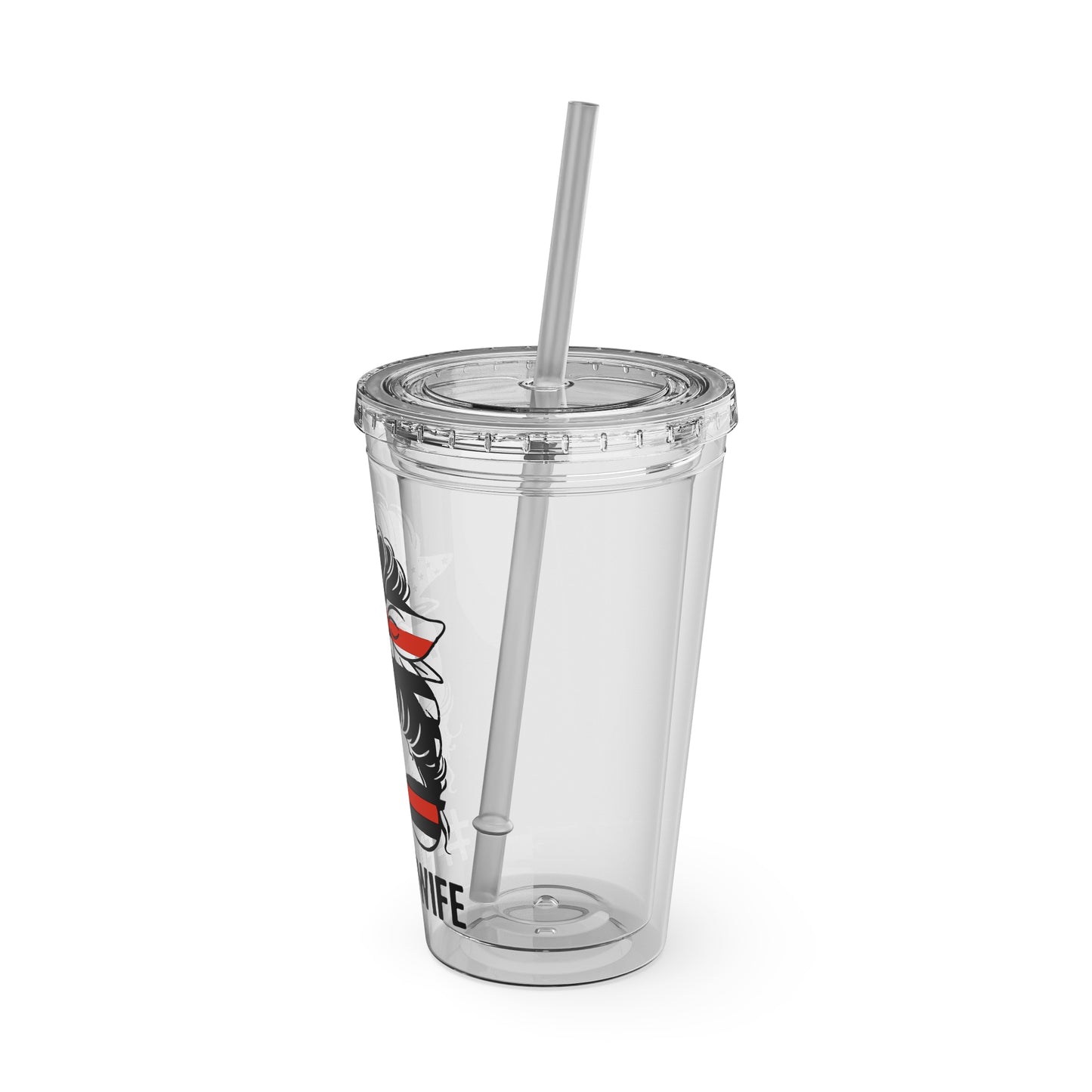 Sunsplash 16oz Tumbler with Straw - #FireWife Drinkware for Firefighters' Spouses