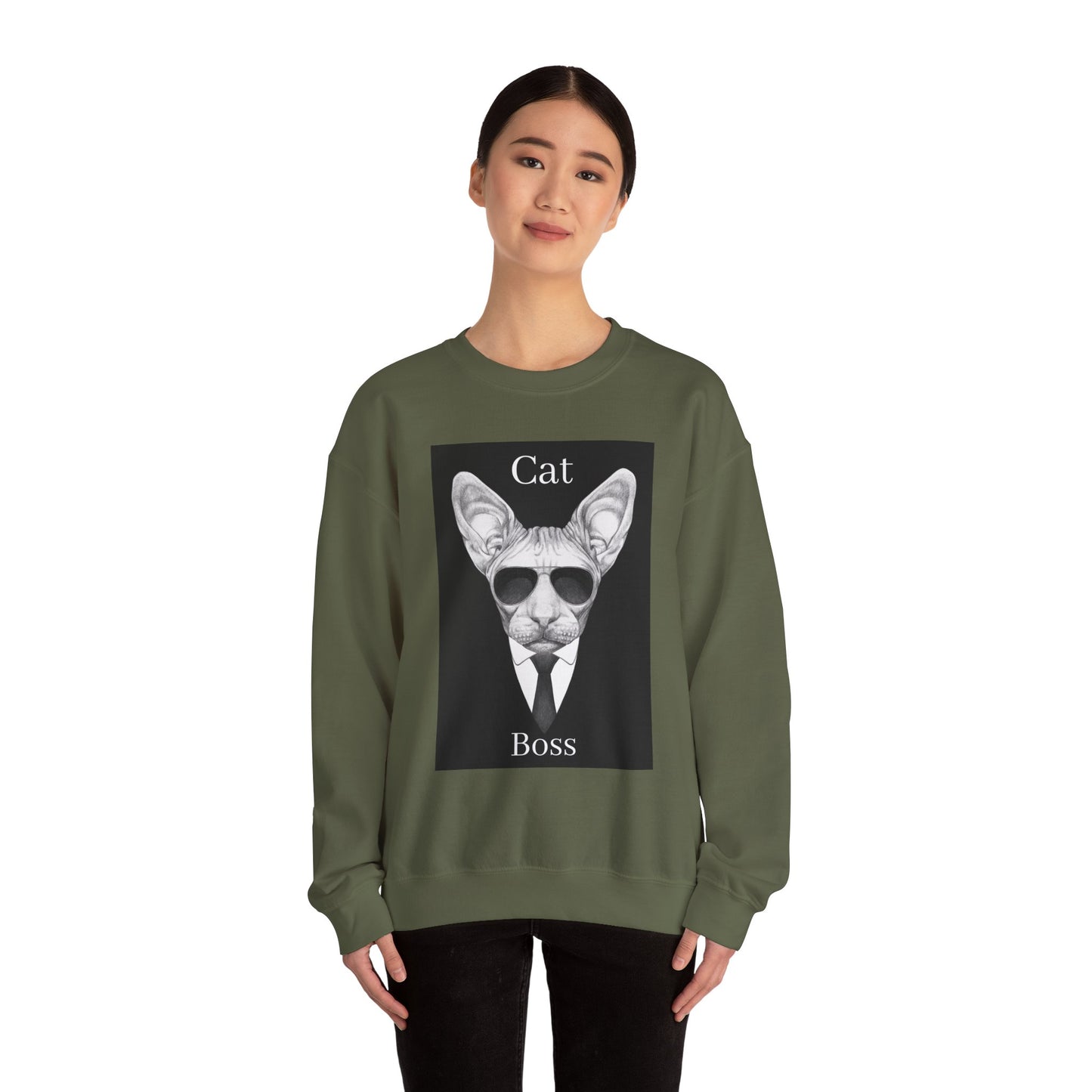 Cat Boss Unisex Crewneck Sweatshirt - Funny Cat Graphic Pullover