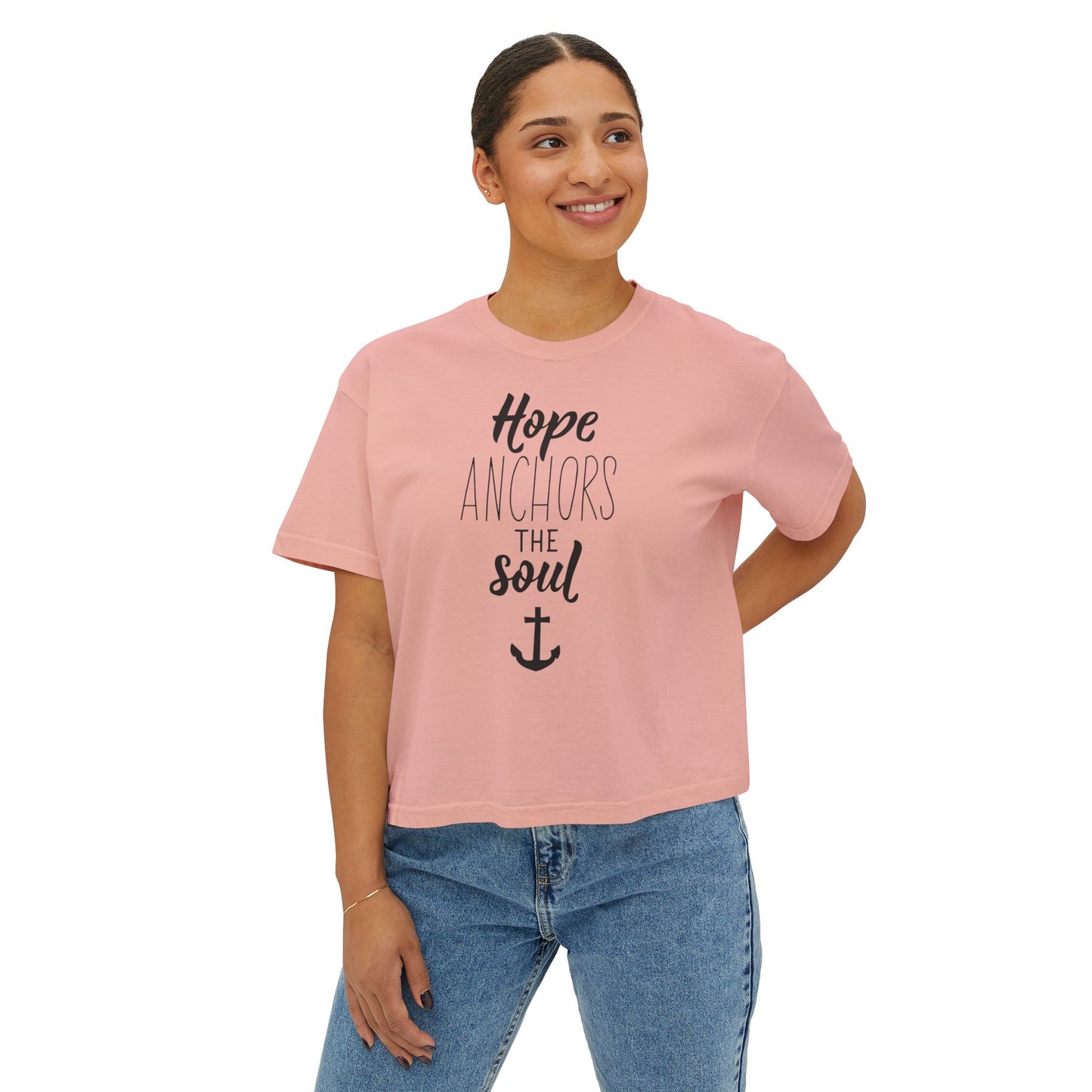 Hope Anchors the Soul Women's Boxy Tee, Cute Casual Top, Inspirational Shirt, Summer Tee, Gift for Her, Beach Style