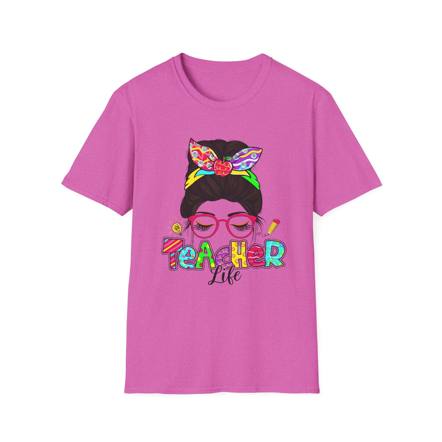 Teacher Life Unisex Softstyle T-Shirt - Fun and Colorful Design for Educators