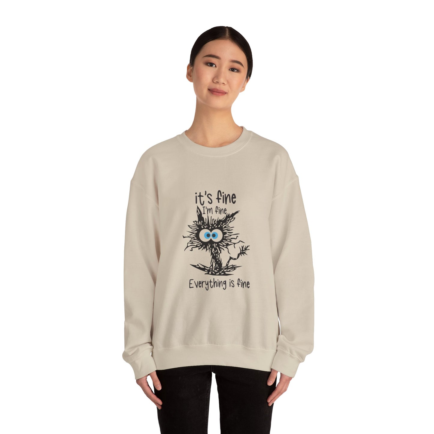 It's Fine Unisex Crewneck Sweatshirt - Cozy and Playful for Everyday Wear