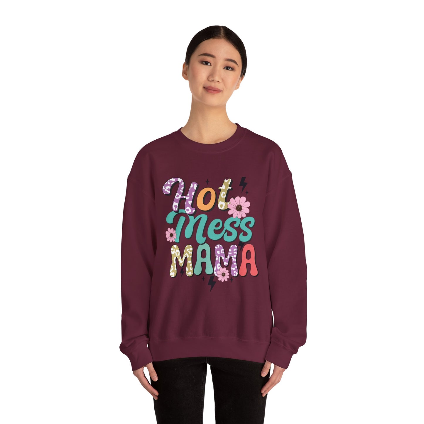 Hot Mess Mama Sweatshirt | Cozy Gift for Moms | Fun and Stylish Crewneck | Perfect for Casual Wear, Birthdays, Mother’s Day, Celebrations