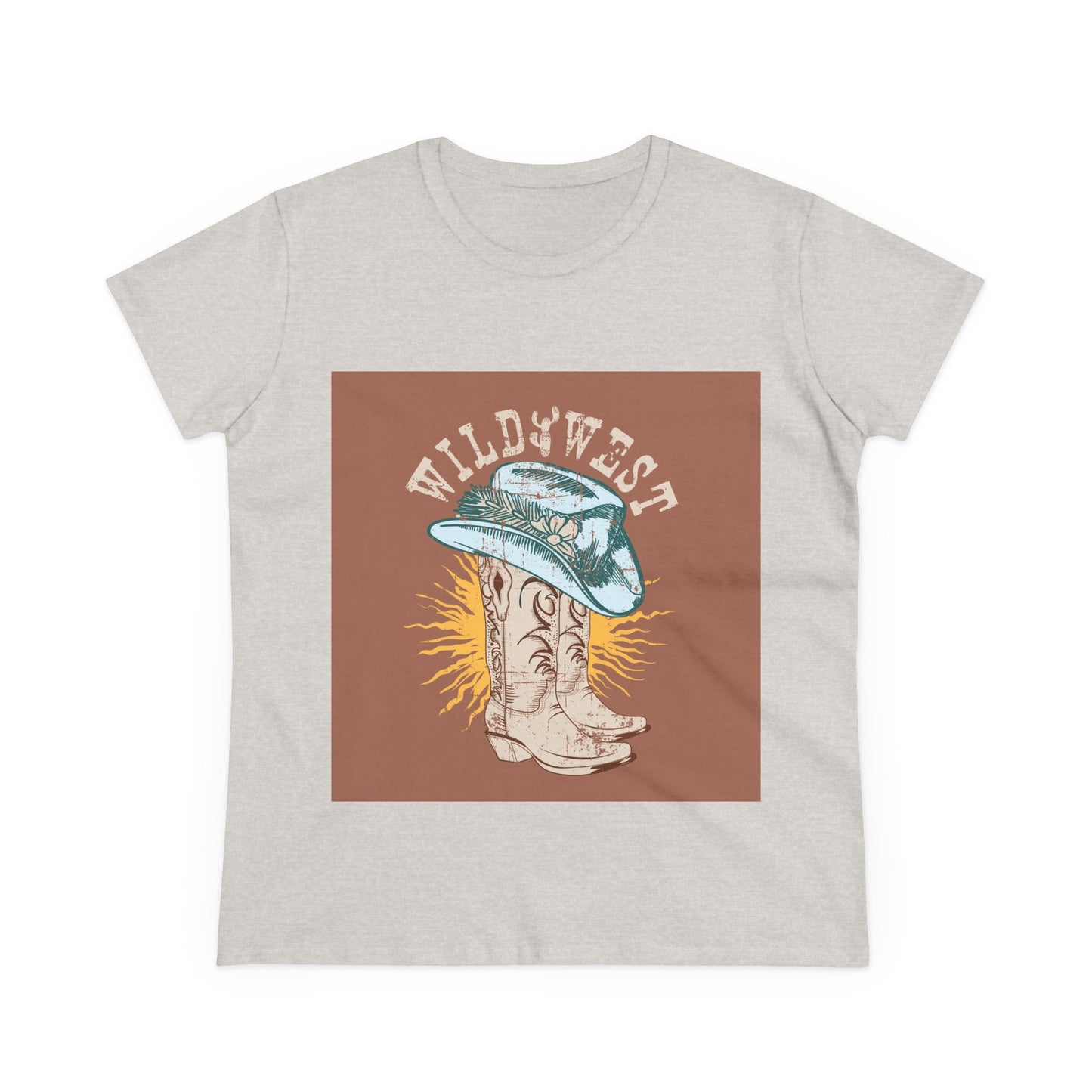 Wild West Women's Cotton Tee - Casual Summer Top, Boho Fashion, Vintage Graphic Shirt, Gift for Cowgirls, Western Wear
