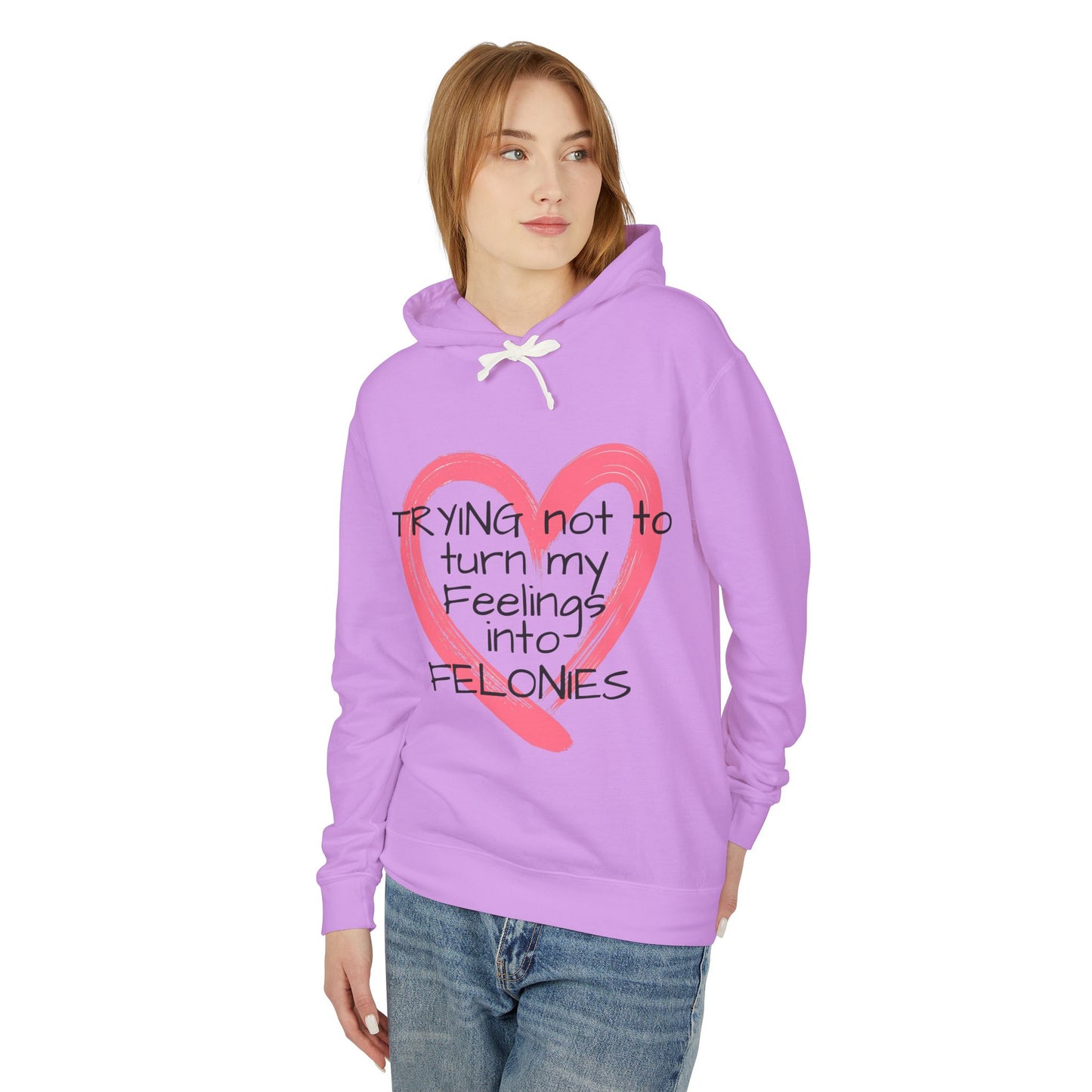 Heartfelt Humor Hoodie - "Trying Not to Turn My Feelings into Felonies" - Perfect for Gifts, Casual Wear, Funny Apparel, Unique [...]