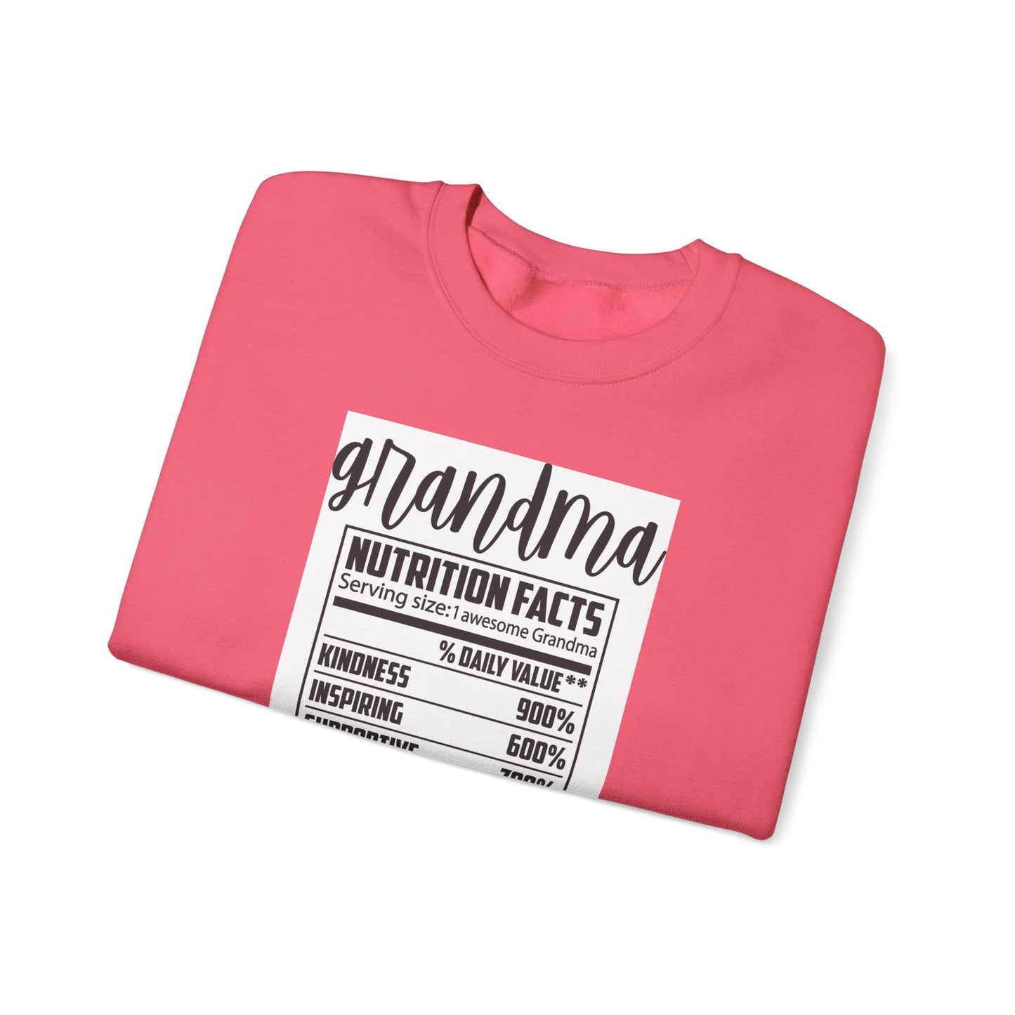 Grandma Nutrition Facts Sweatshirt - Cozy Unisex Crewneck for Family Celebrations
