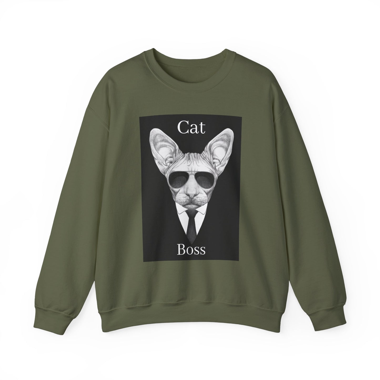 Cat Boss Unisex Crewneck Sweatshirt - Funny Cat Graphic Pullover