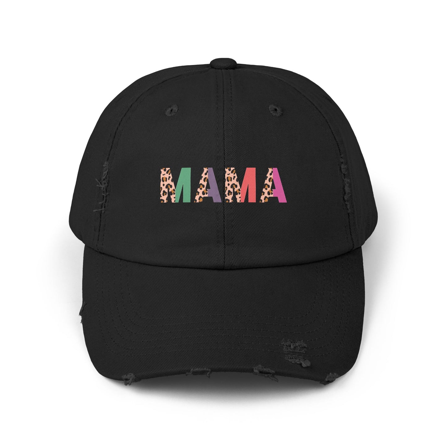 Trendy Unisex Distressed Cap - 'MAMA' Graphic Hat for Stylish Moms