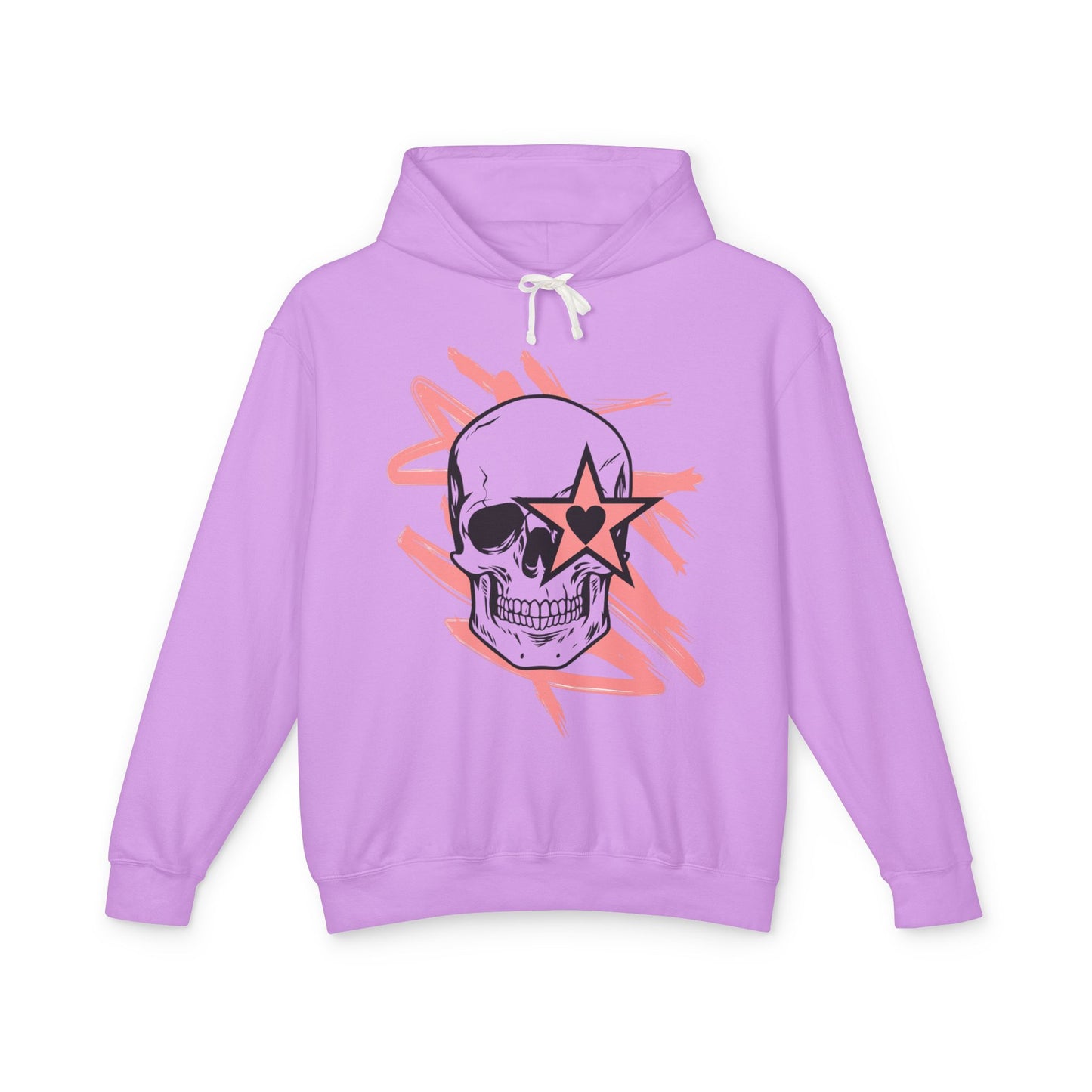 Skull and Star Lightweight Unisex Hoodie - Trendy Graphic Sweatshirt for Casual Wear