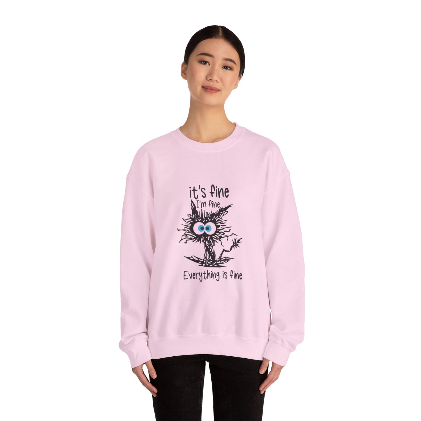 It's Fine Unisex Crewneck Sweatshirt - Cozy and Playful for Everyday Wear