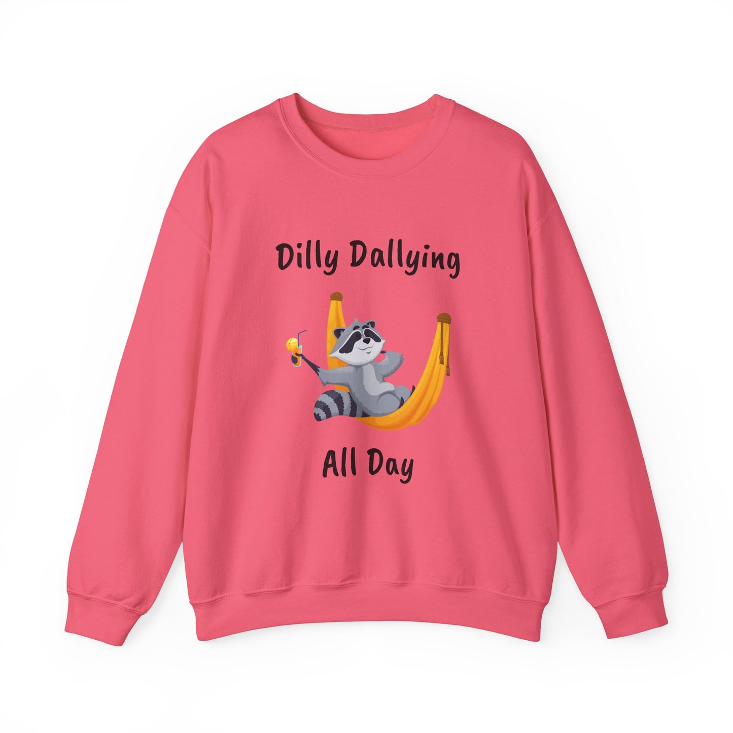 Dilly Dallying Raccoon Sweatshirt - Cozy Unisex Crewneck for Relaxation and Fun