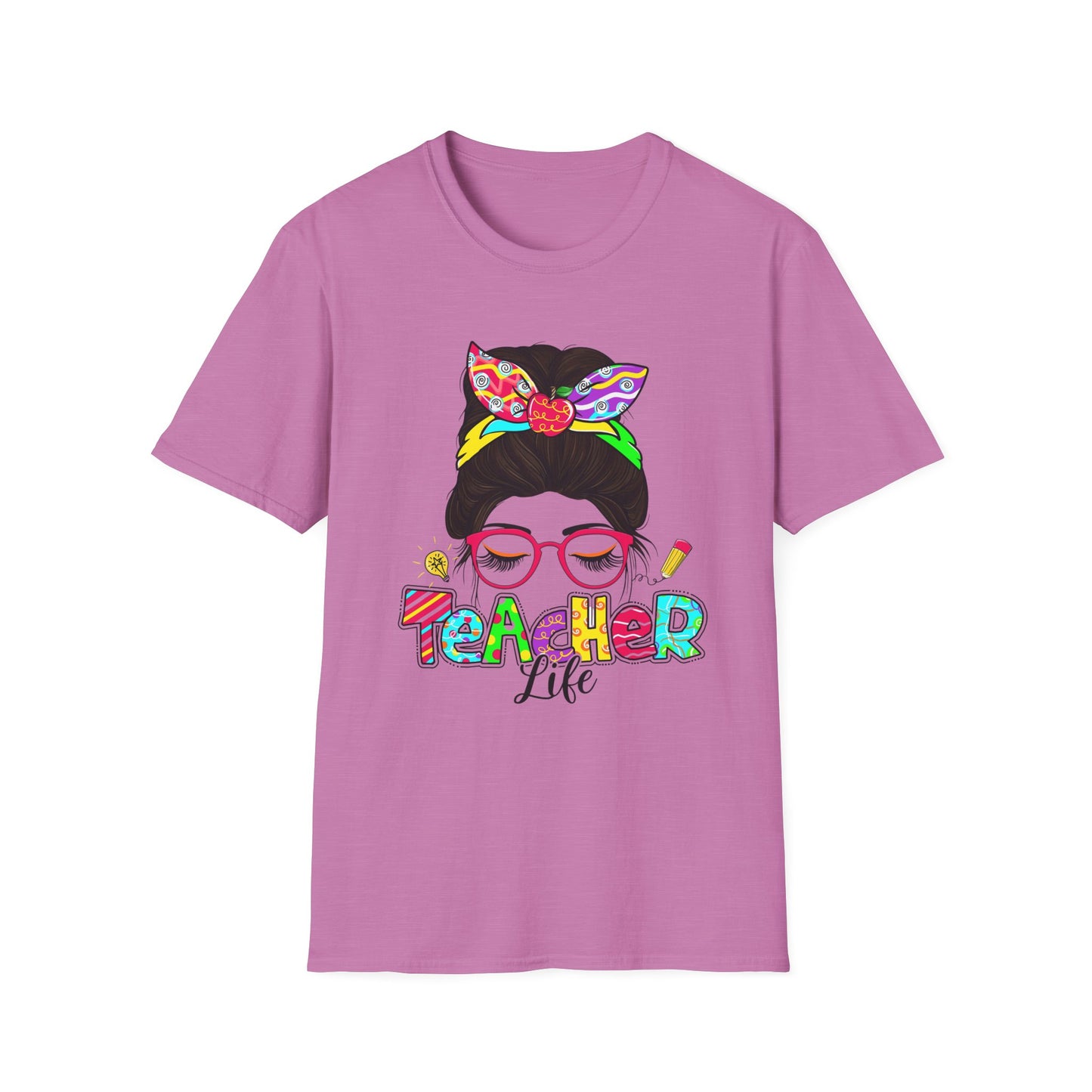 Teacher Life Unisex Softstyle T-Shirt - Fun and Colorful Design for Educators