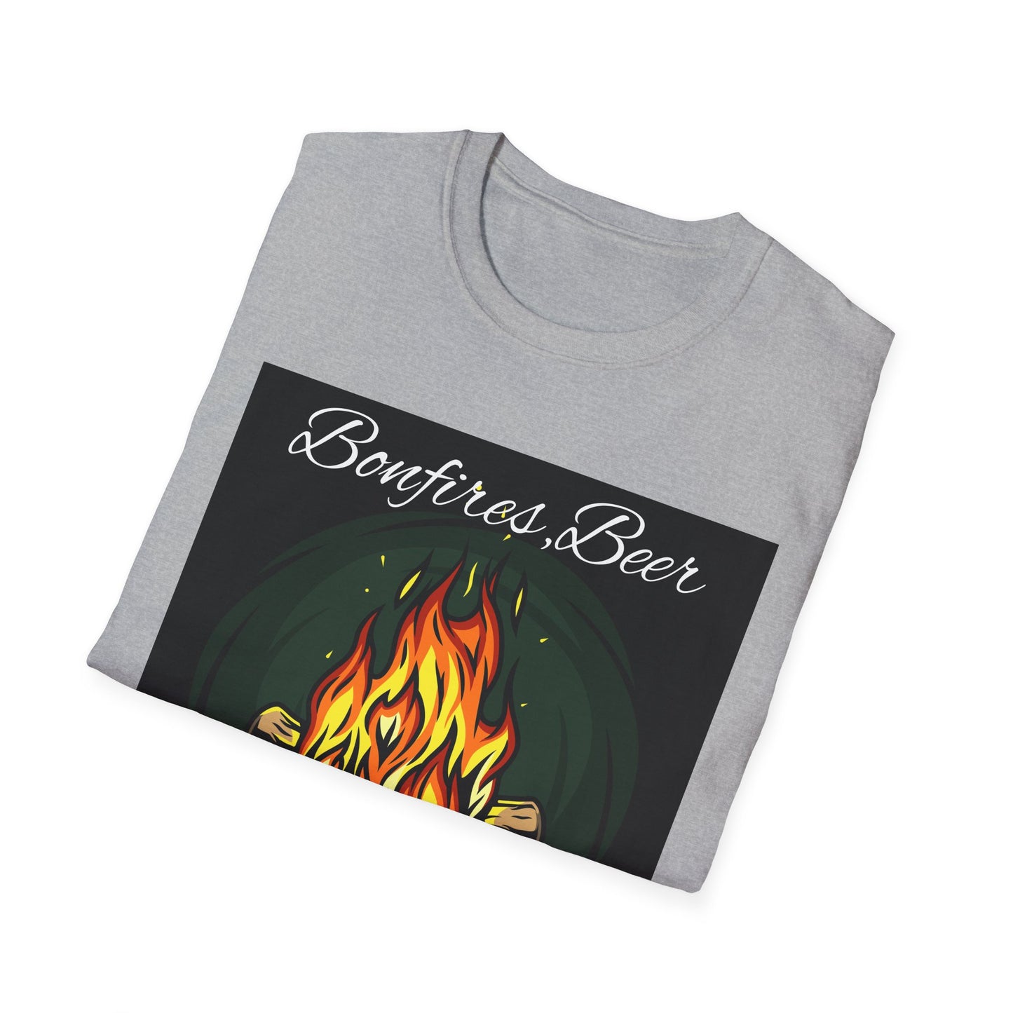 Bowfires, Beer, and Besties Unisex Softstyle T-Shirt - Perfect for Camping and Outdoor Gatherings