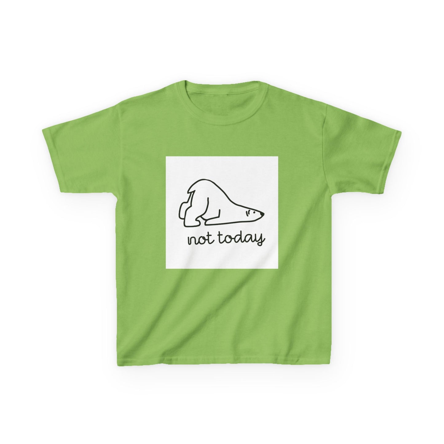 Kids Heavy Cotton™ Tee - "Not Today" Relaxed Polar Bear Design