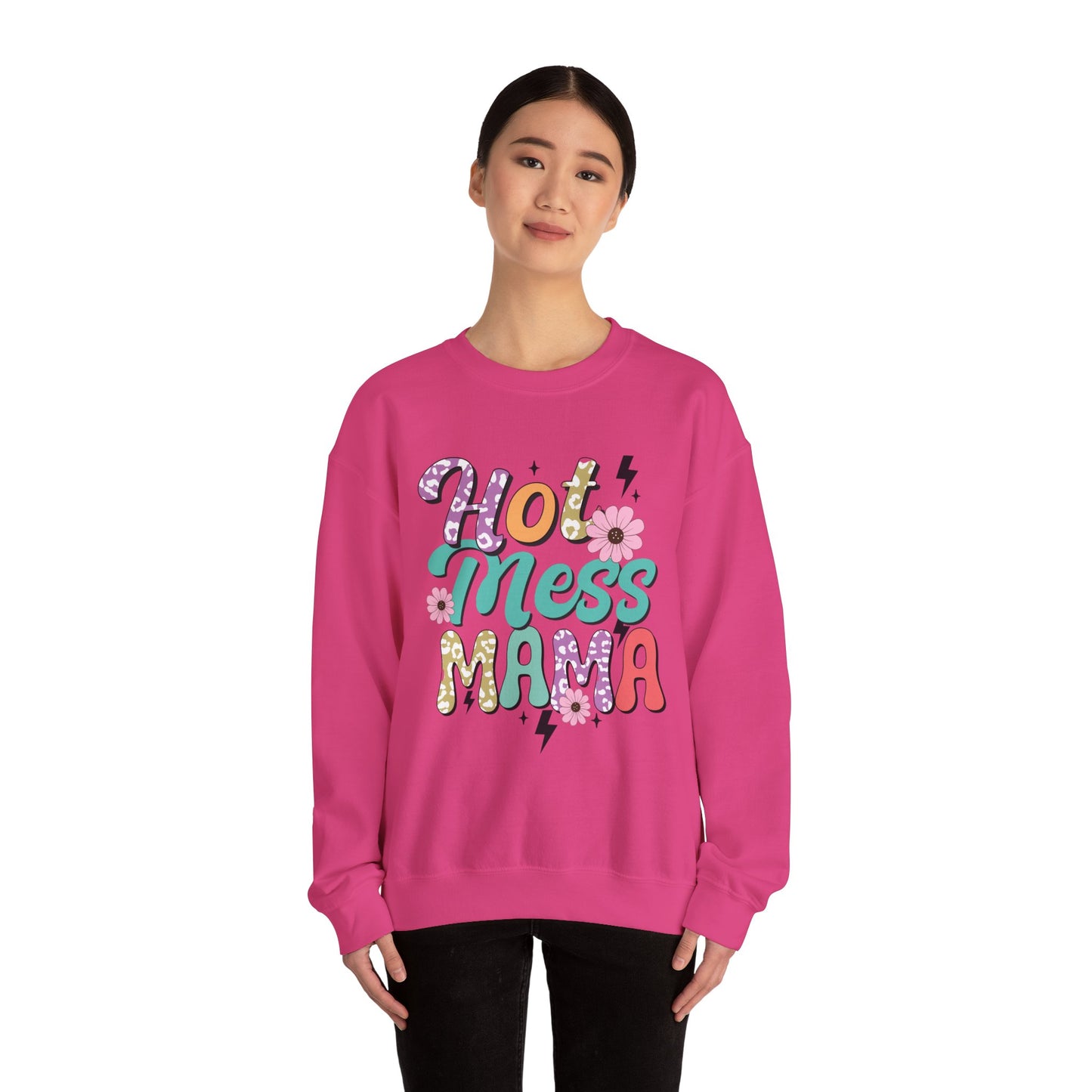 Hot Mess Mama Sweatshirt | Cozy Gift for Moms | Fun and Stylish Crewneck | Perfect for Casual Wear, Birthdays, Mother’s Day, Celebrations