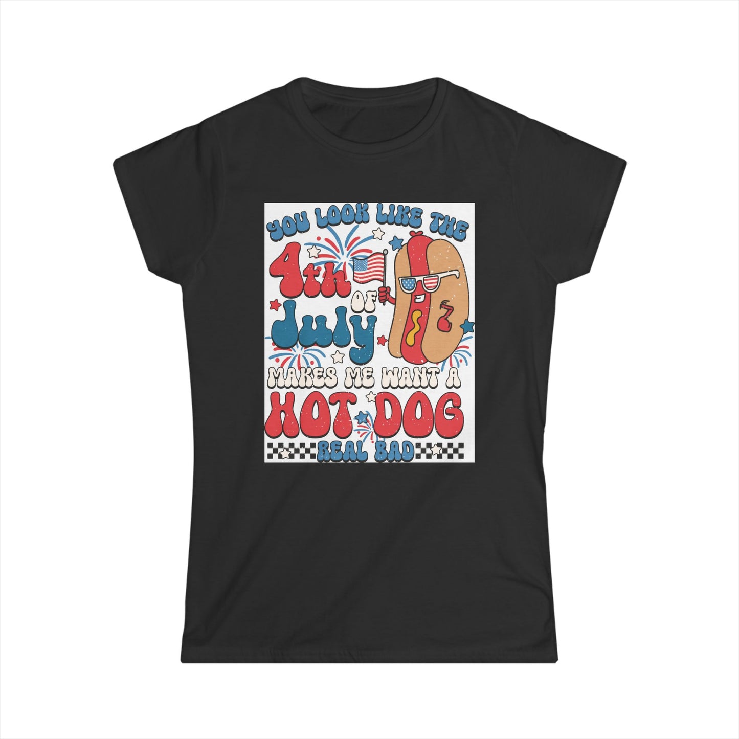 4th of July Women's Softstyle Tee, Fun Summer Shirt, Independence Day T-Shirt, BBQ Attire, Patriotic Gift, Holiday Apparel