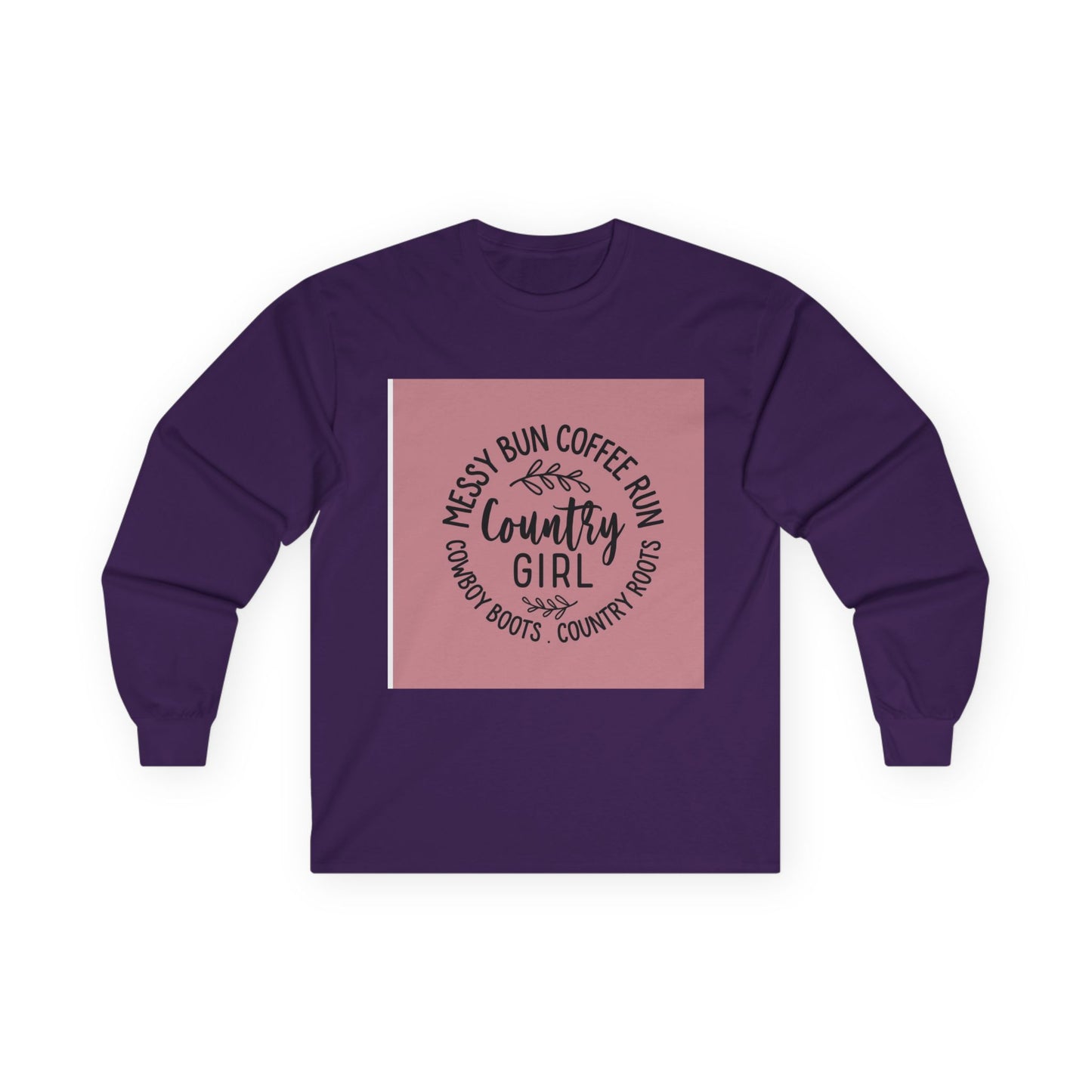 Country Girl Long Sleeve Tee - Messy Bun Coffee Fun