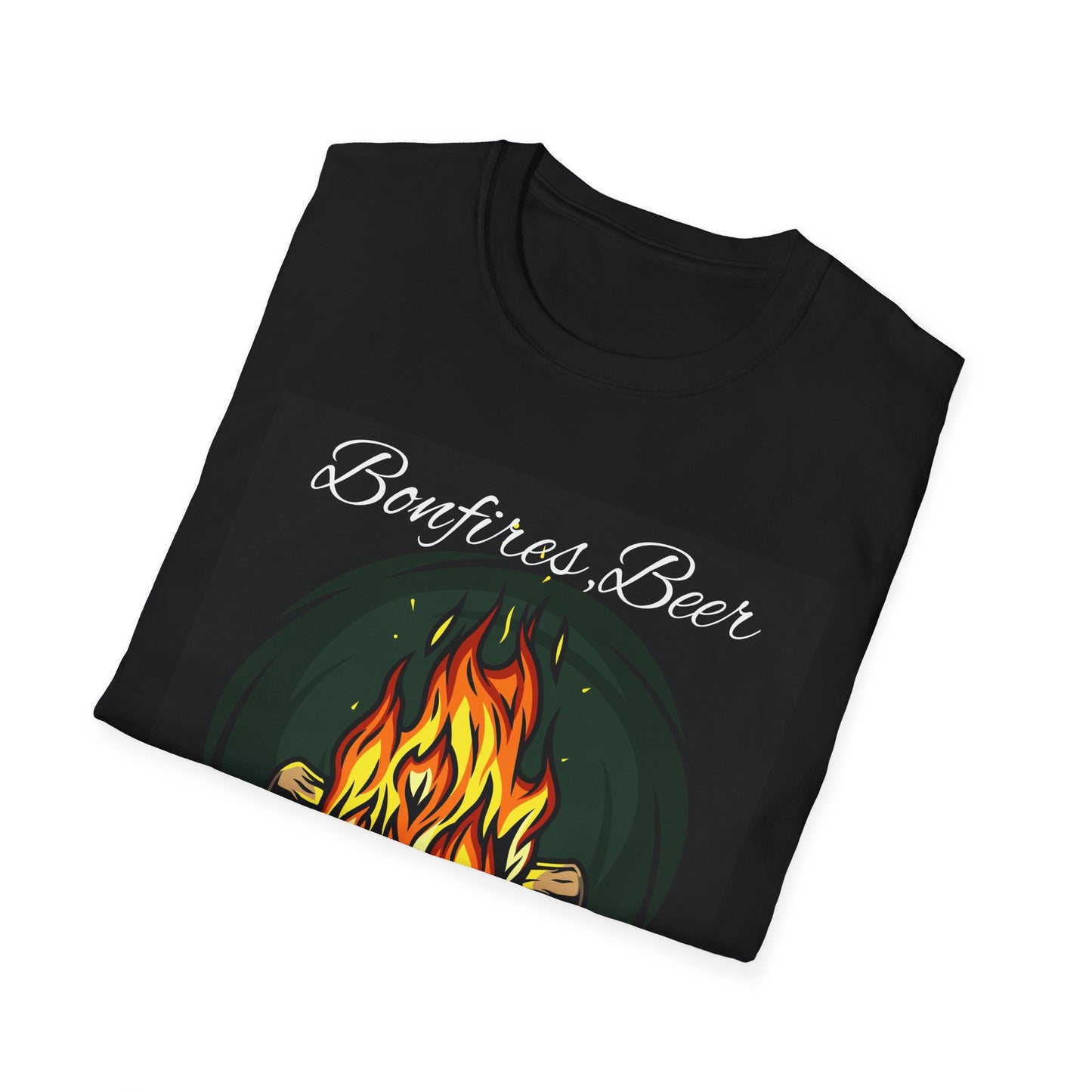 Bowfires, Beer, and Besties Unisex Softstyle T-Shirt - Perfect for Camping and Outdoor Gatherings