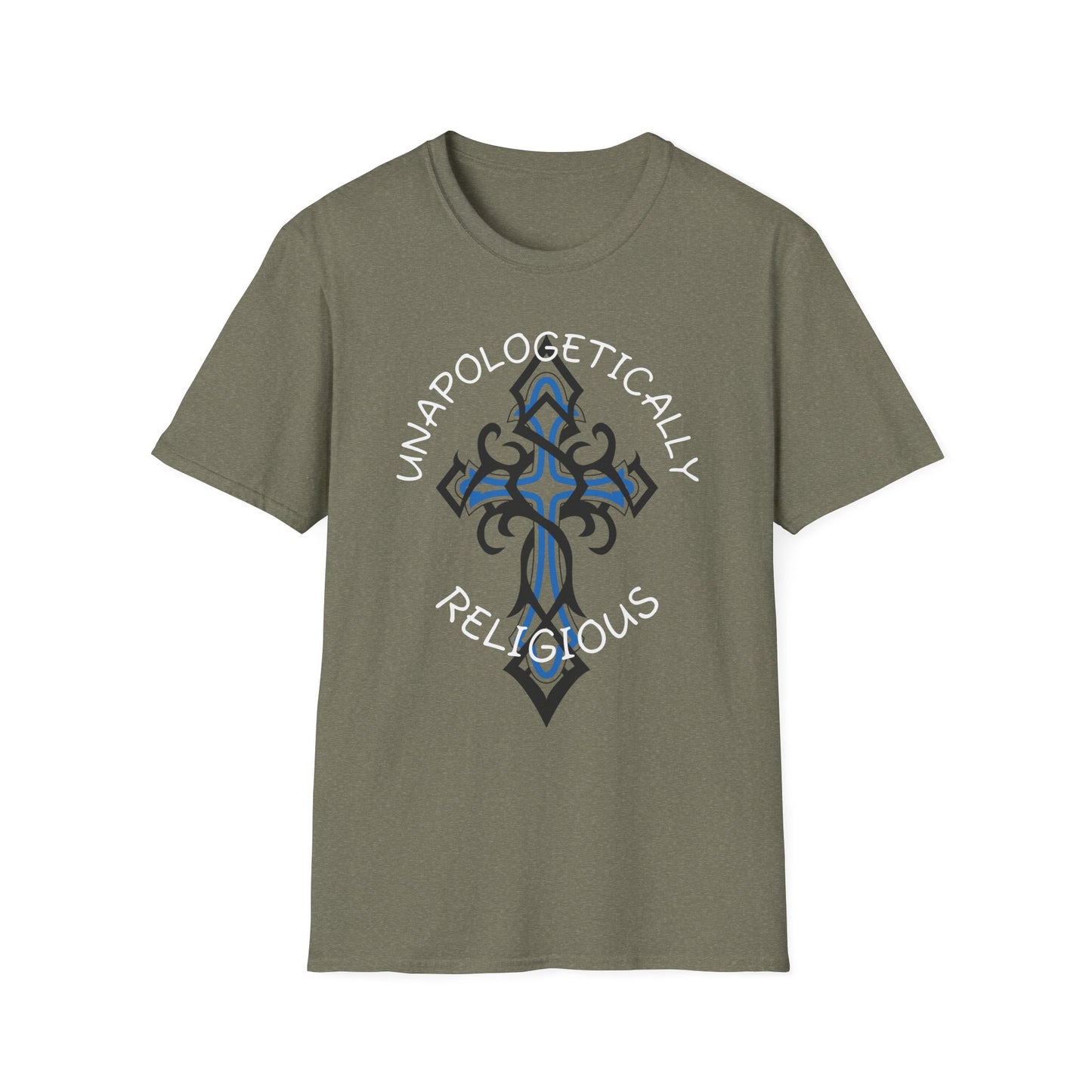 Ornate Cross Unisex Softstyle T-Shirt, Spiritual Tee, Religious Gift, Casual Wear, Unique Graphic Top