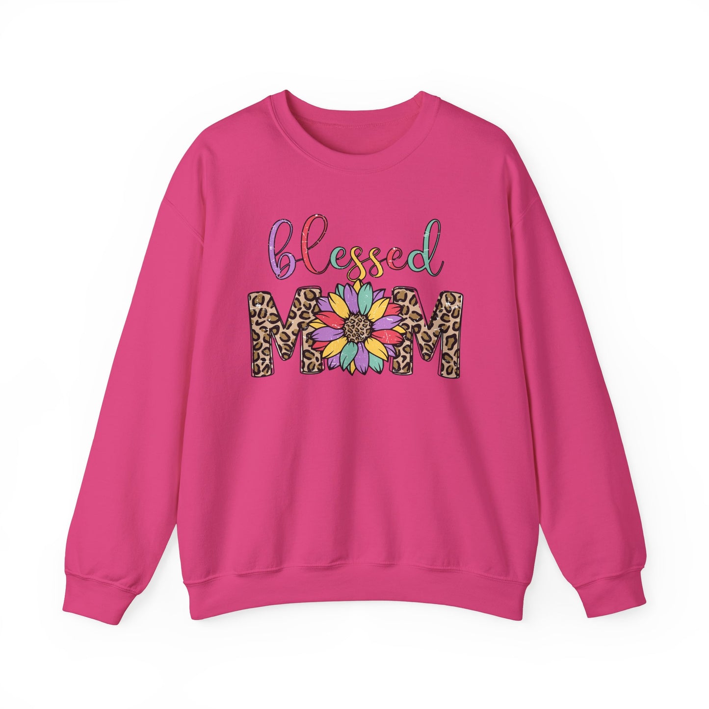 Blessed Mom Leopard Floral Crewneck Sweatshirt