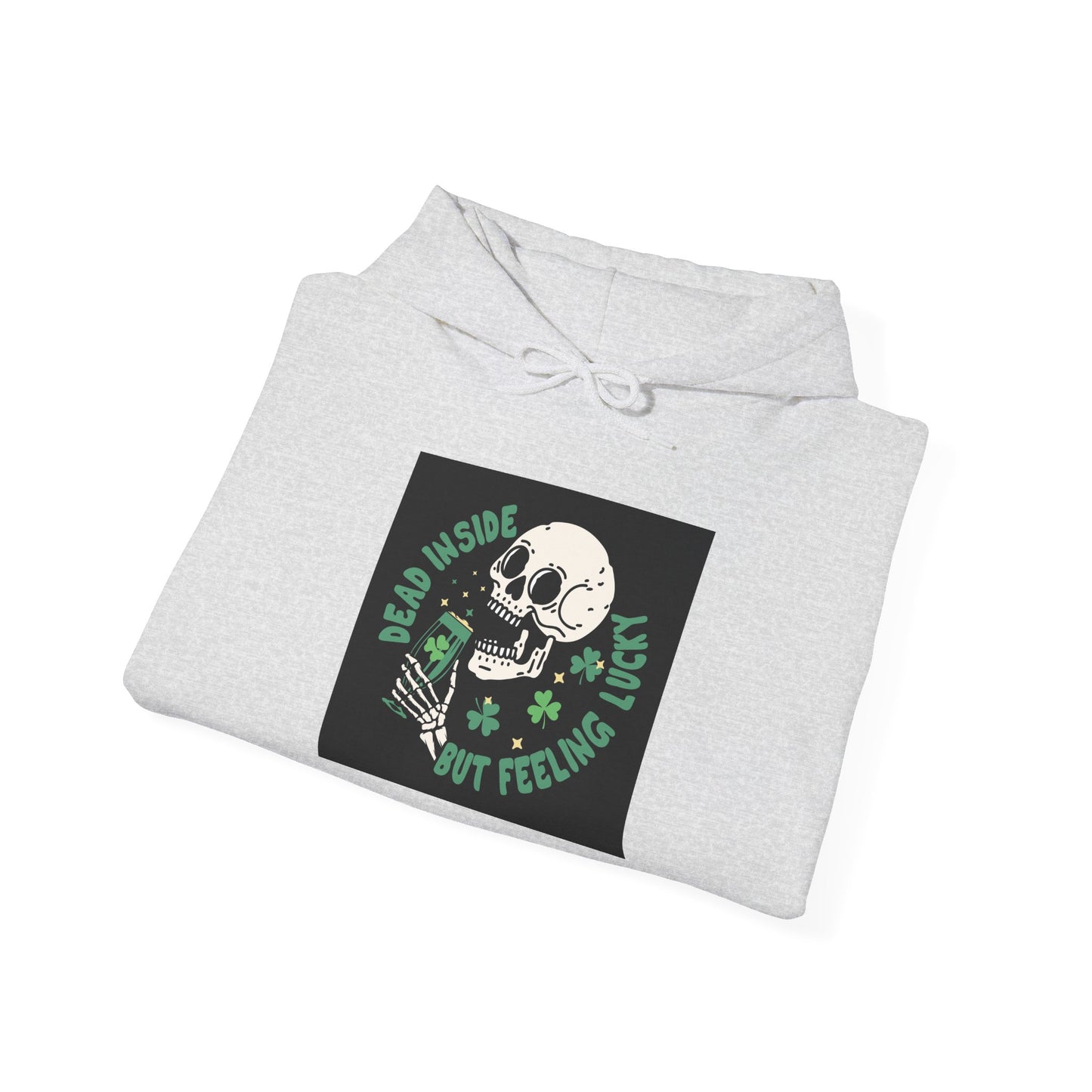 "Dead Inside but Feeling Lucky" Unisex Heavy Blend Hooded Sweatshirt - Perfect for Halloween & Casual Wear