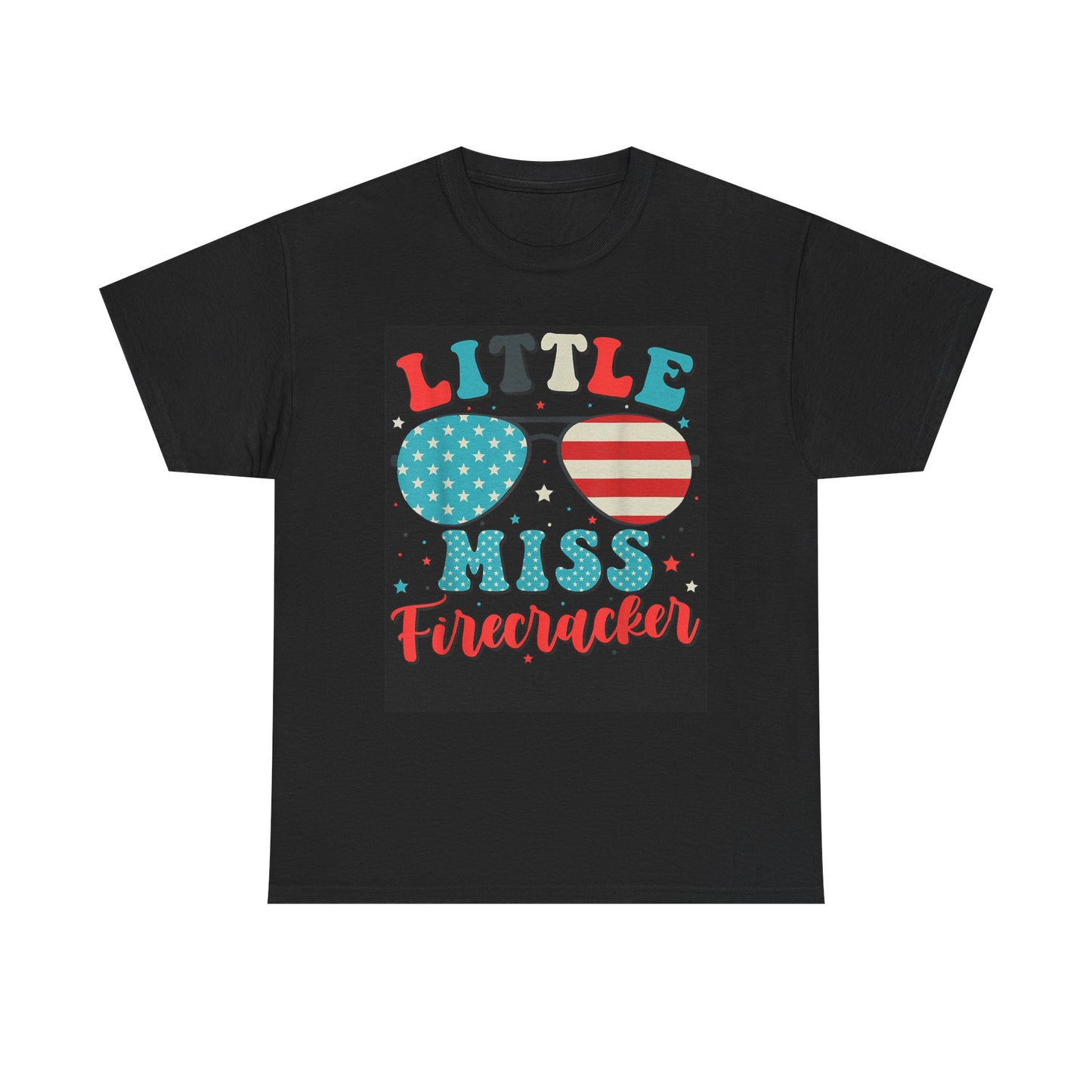 Little Miss Firecracker Unisex Heavy Cotton Tee - Patriotic 4th of July Shirt