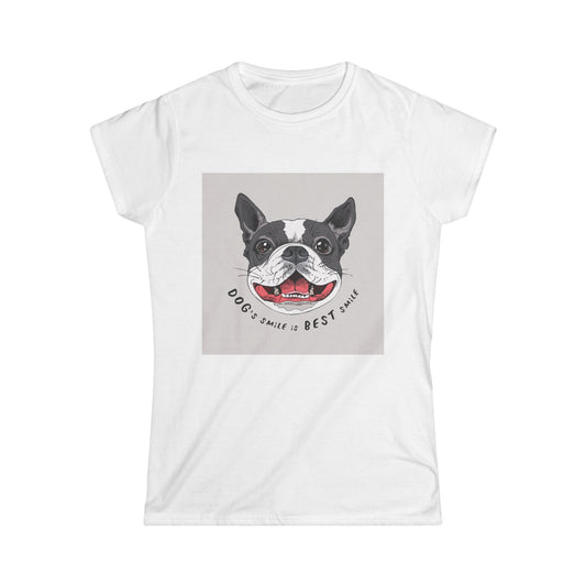 Women's Dog Lover Tee - "Dog's Smile is Best Smile" Graphic T-Shirt