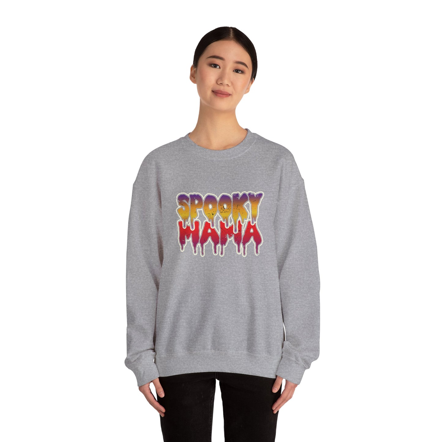 Spooky Mama Crewneck Sweatshirt, Halloween Sweatshirt, Gift for Moms, Cozy Fall Apparel, Unisex Holiday Clothing
