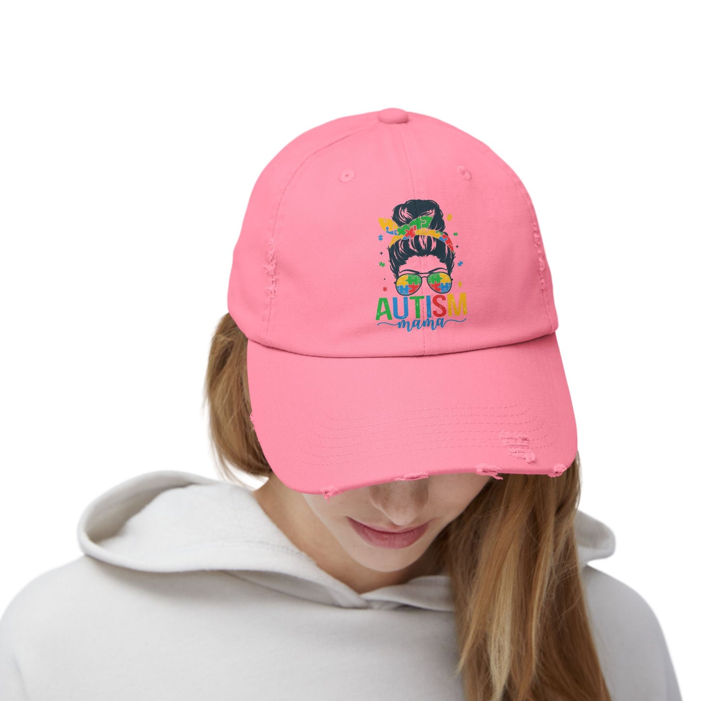 Autism Mama Distressed Cap - Stylish Supportive Hat for Moms