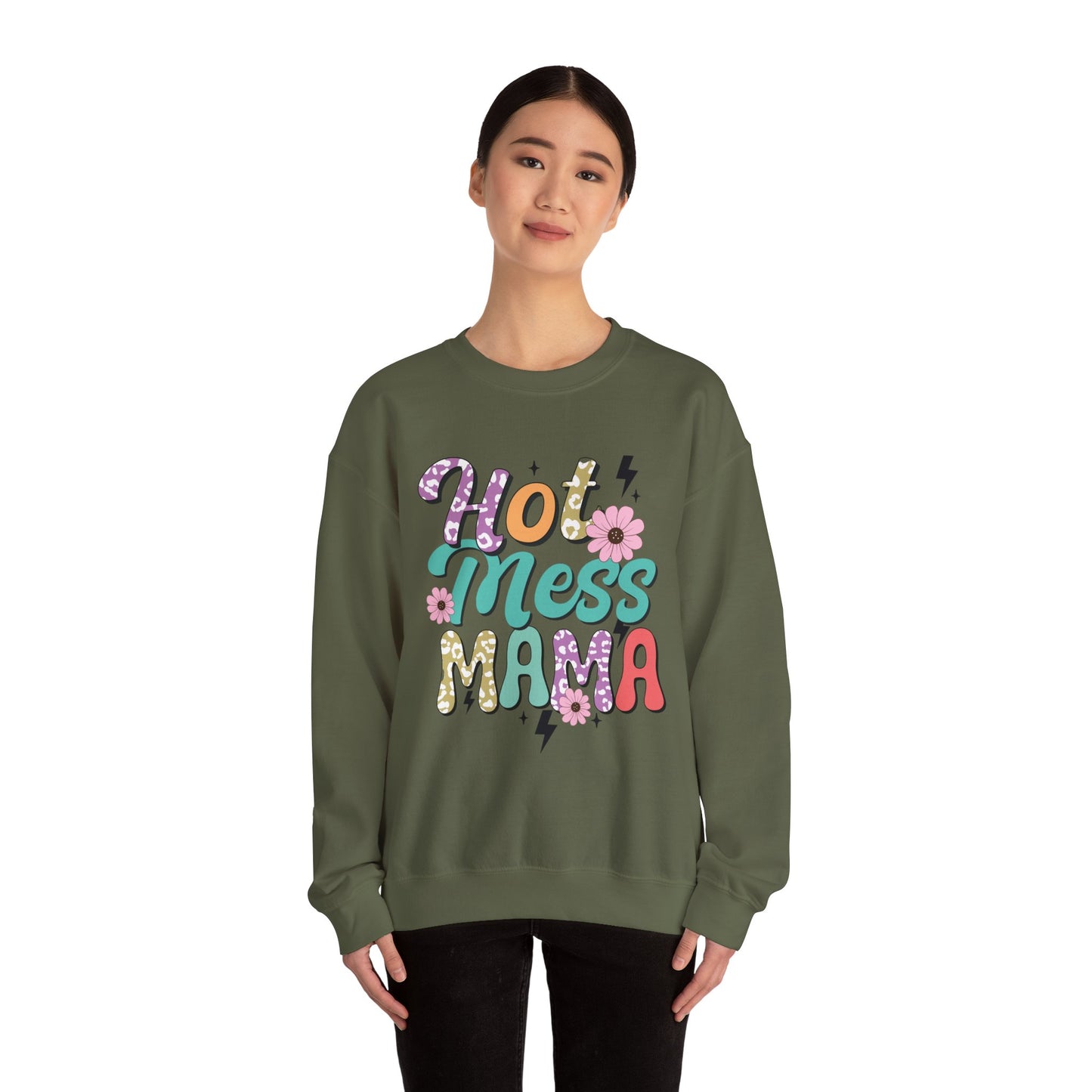 Hot Mess Mama Sweatshirt | Cozy Gift for Moms | Fun and Stylish Crewneck | Perfect for Casual Wear, Birthdays, Mother’s Day, Celebrations