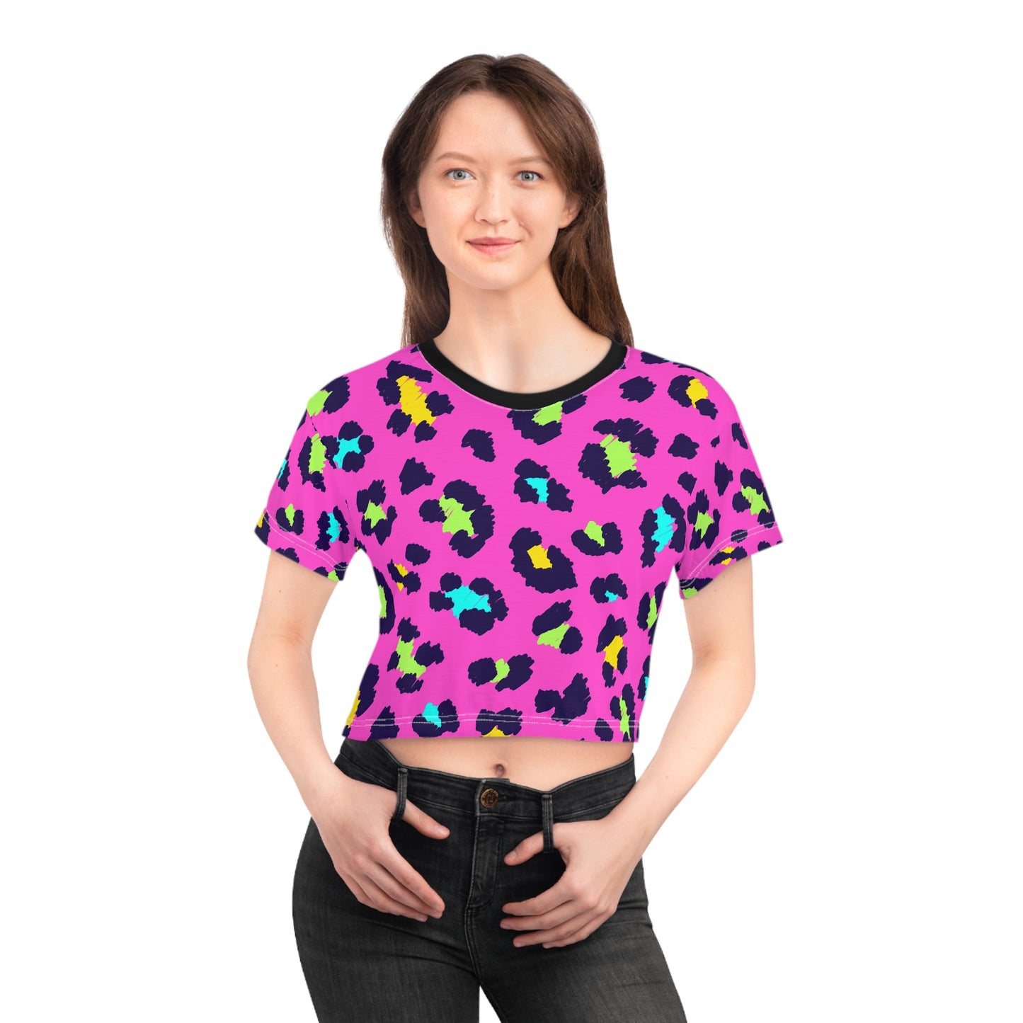 Vibrant Leopard Print Crop Tee - Bold & Trendy Fashion for Summer