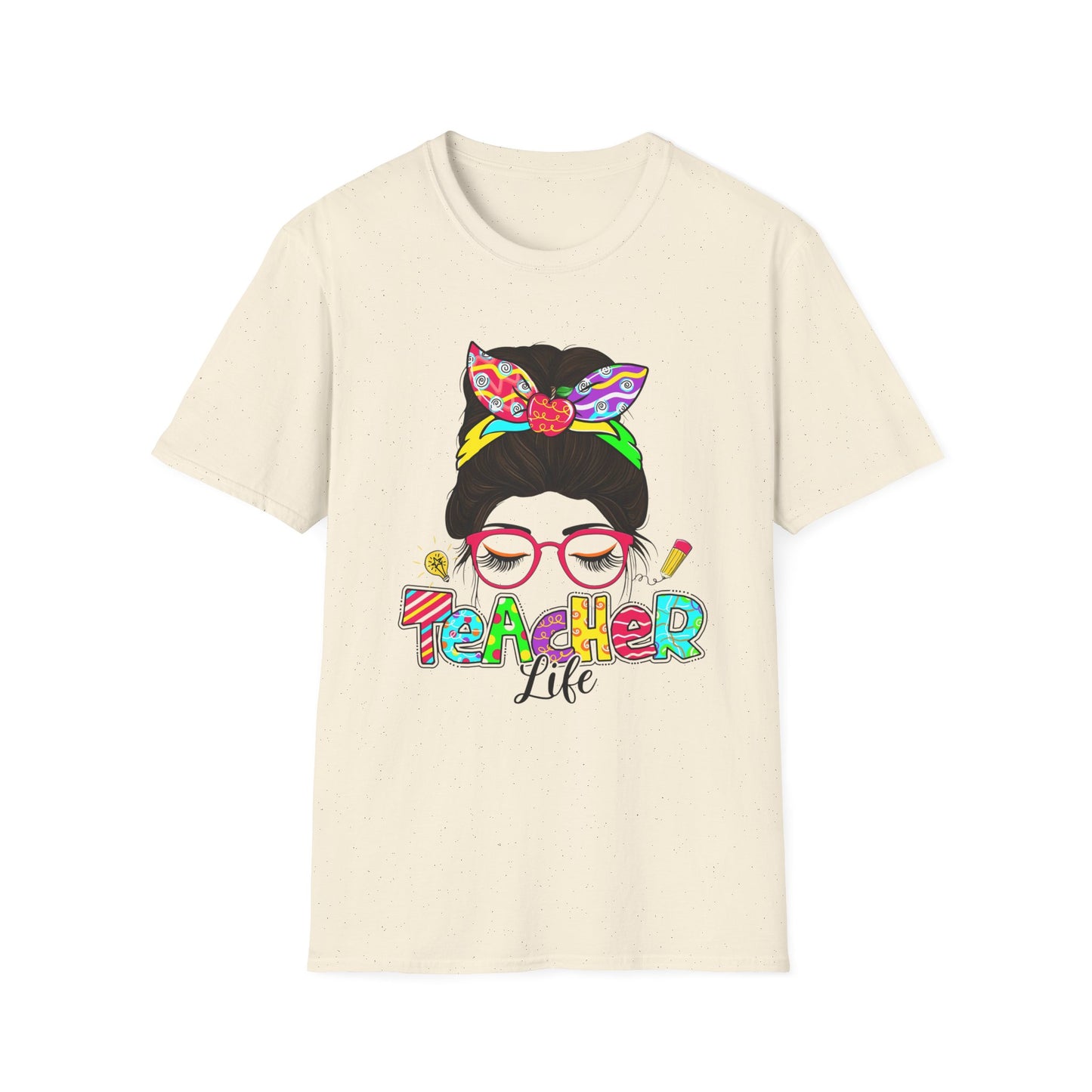 Teacher Life Unisex Softstyle T-Shirt - Fun and Colorful Design for Educators