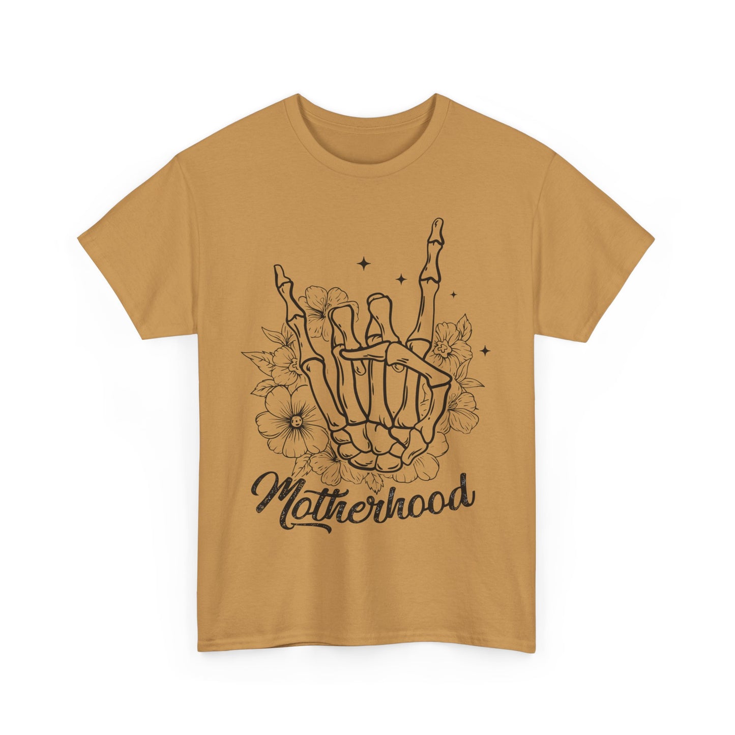 Unisex Heavy Cotton Tee - Motherhood Skeleton Hand Design