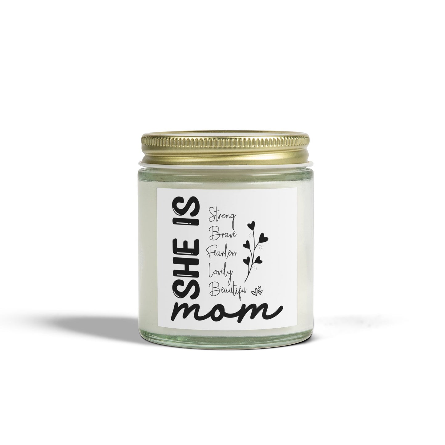 Scented Candle - "She is Mom" - Coconut Apricot Wax (4oz & 9oz) - Perfect Gift for Mother's Day