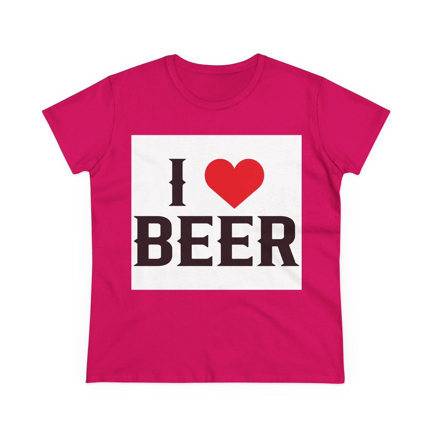 I Love Beer Women's Midweight Cotton Tee, Beer Lover Shirt, Gift for Beer Enthusiasts, Casual Everyday Wear, Fun Party Tee