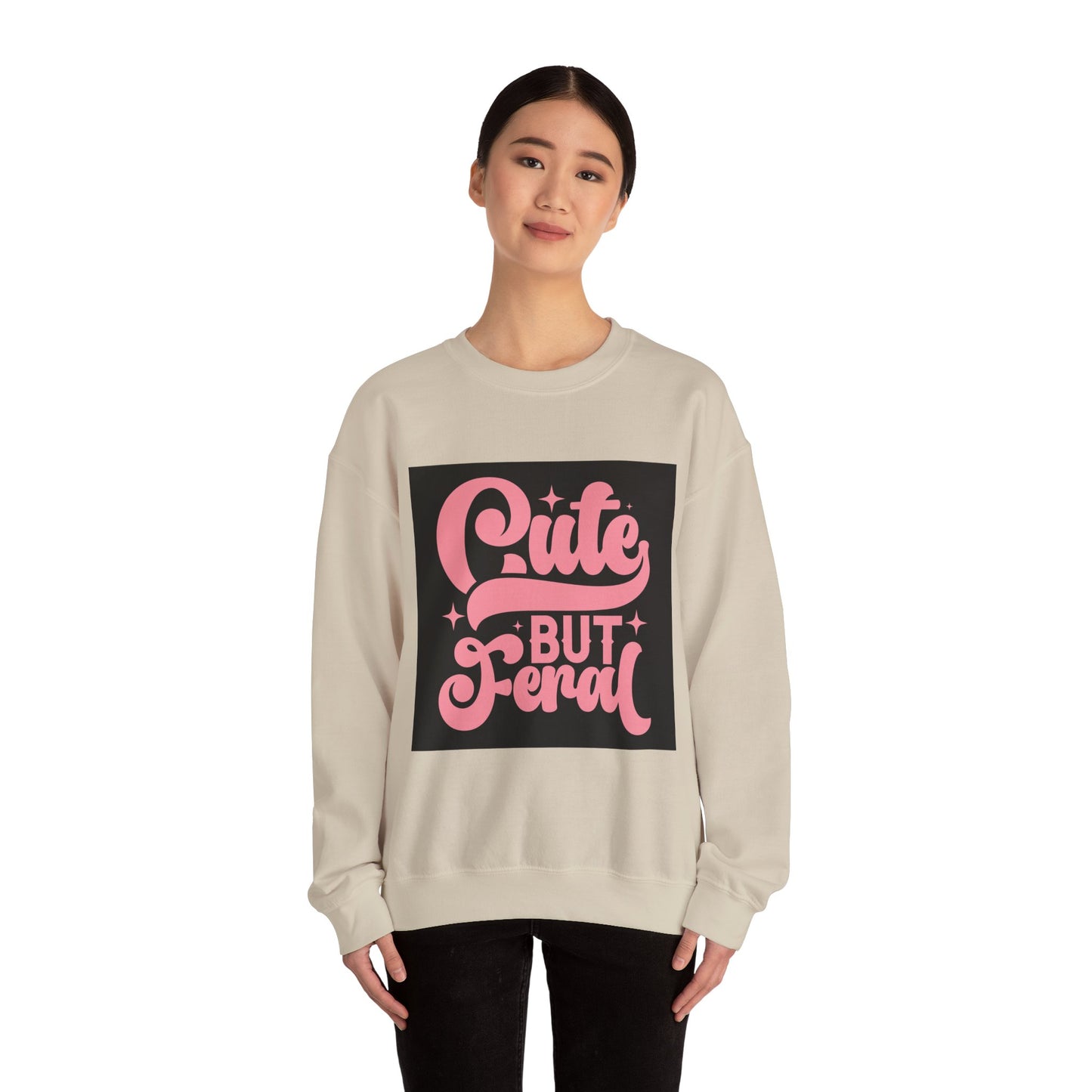 Cute But Feral Unisex Heavy Blend Crewneck Sweatshirt - Cozy & Stylish