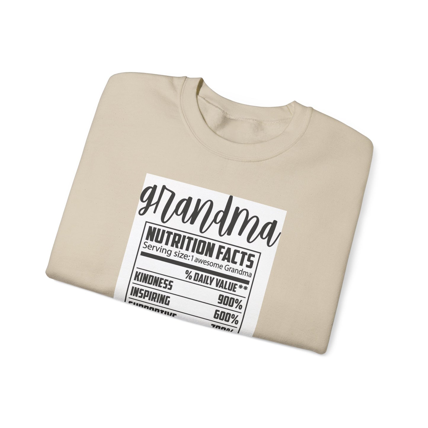 Grandma Nutrition Facts Sweatshirt - Cozy Unisex Crewneck for Family Celebrations