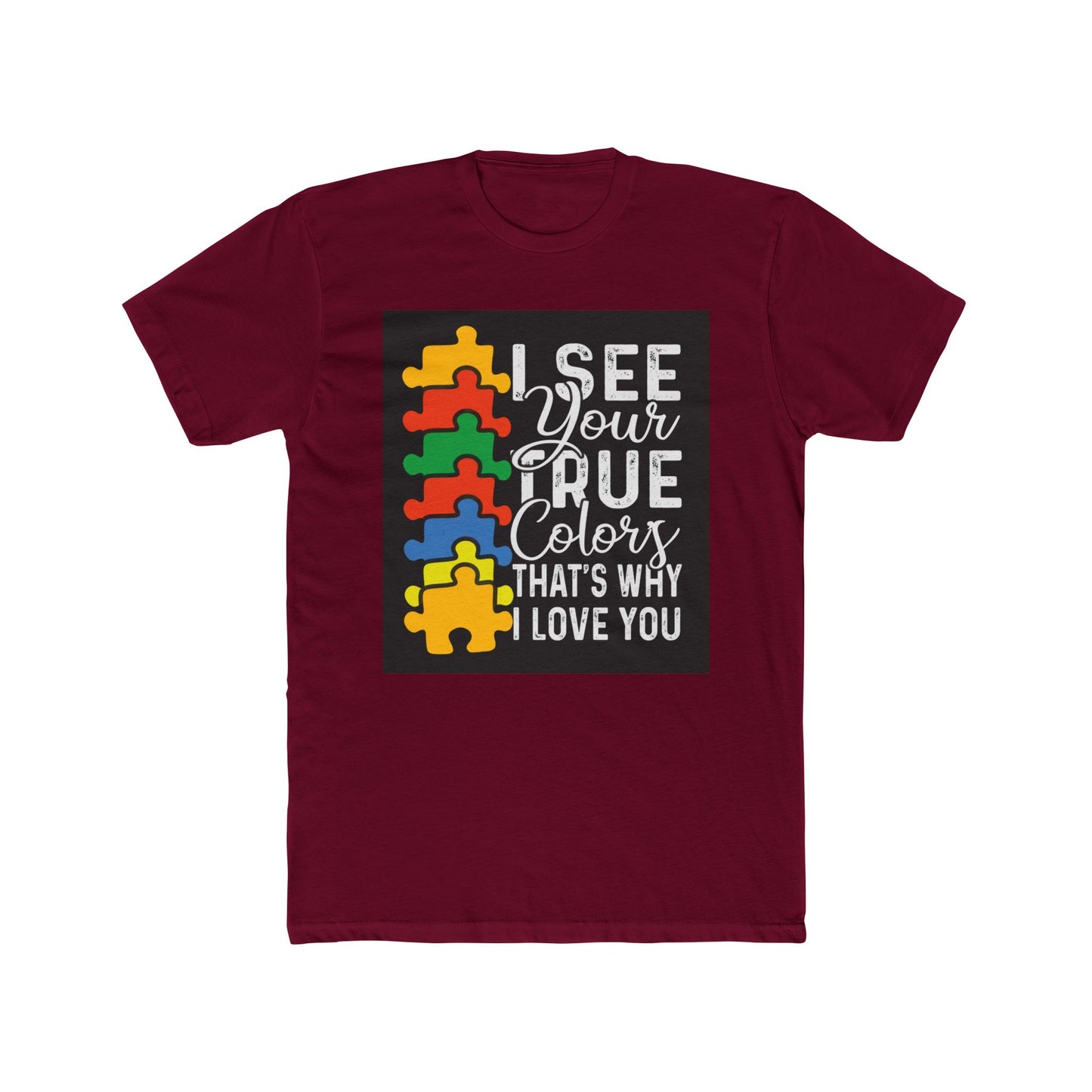 See Your True Colors Puzzle Design Unisex Cotton Crew Tee