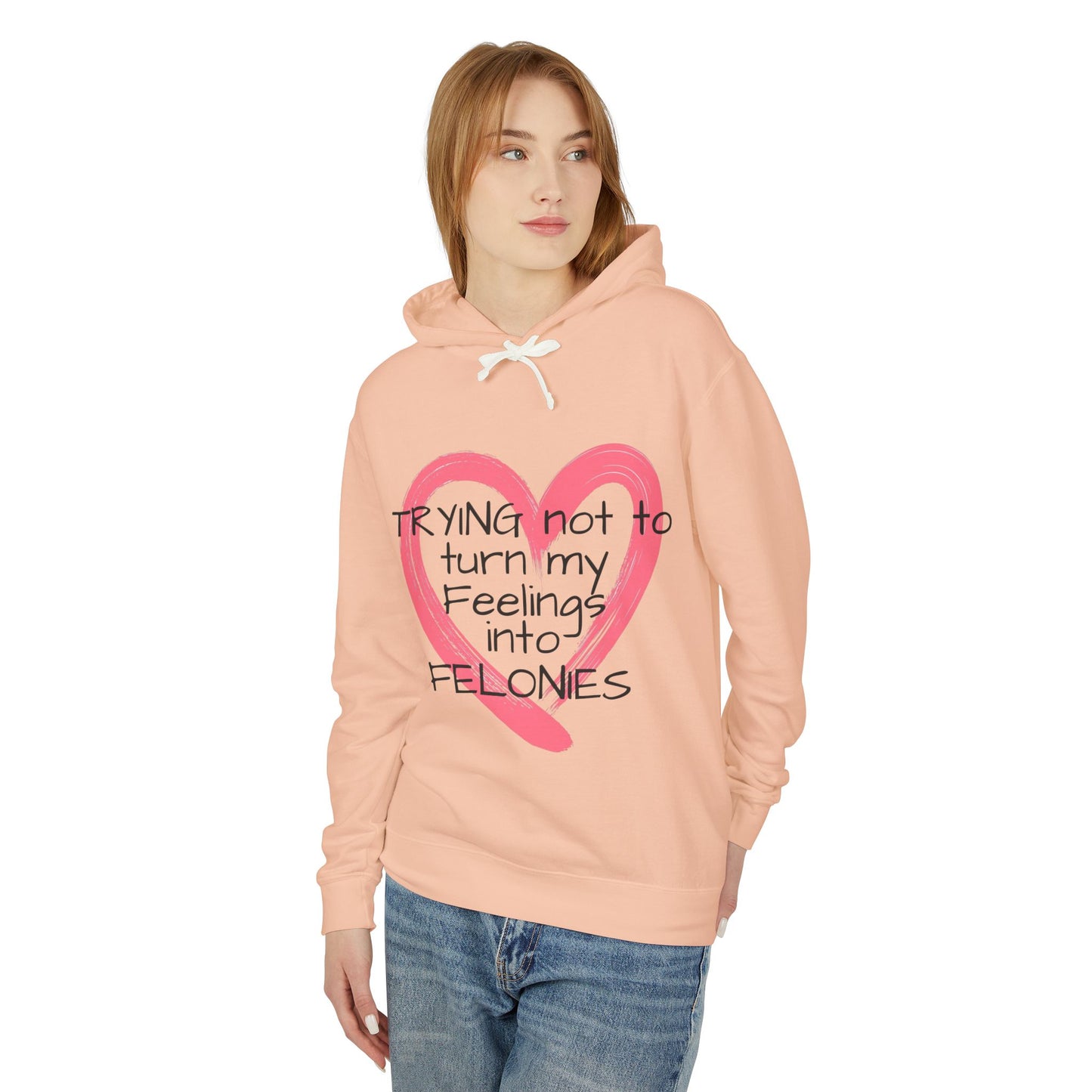 Heartfelt Humor Hoodie - "Trying Not to Turn My Feelings into Felonies" - Perfect for Gifts, Casual Wear, Funny Apparel, Unique [...]