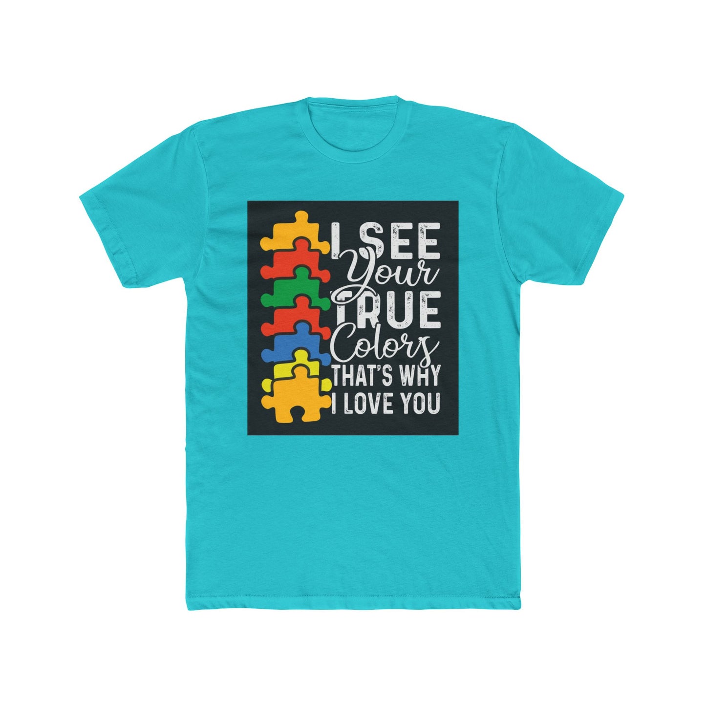 See Your True Colors Puzzle Design Unisex Cotton Crew Tee