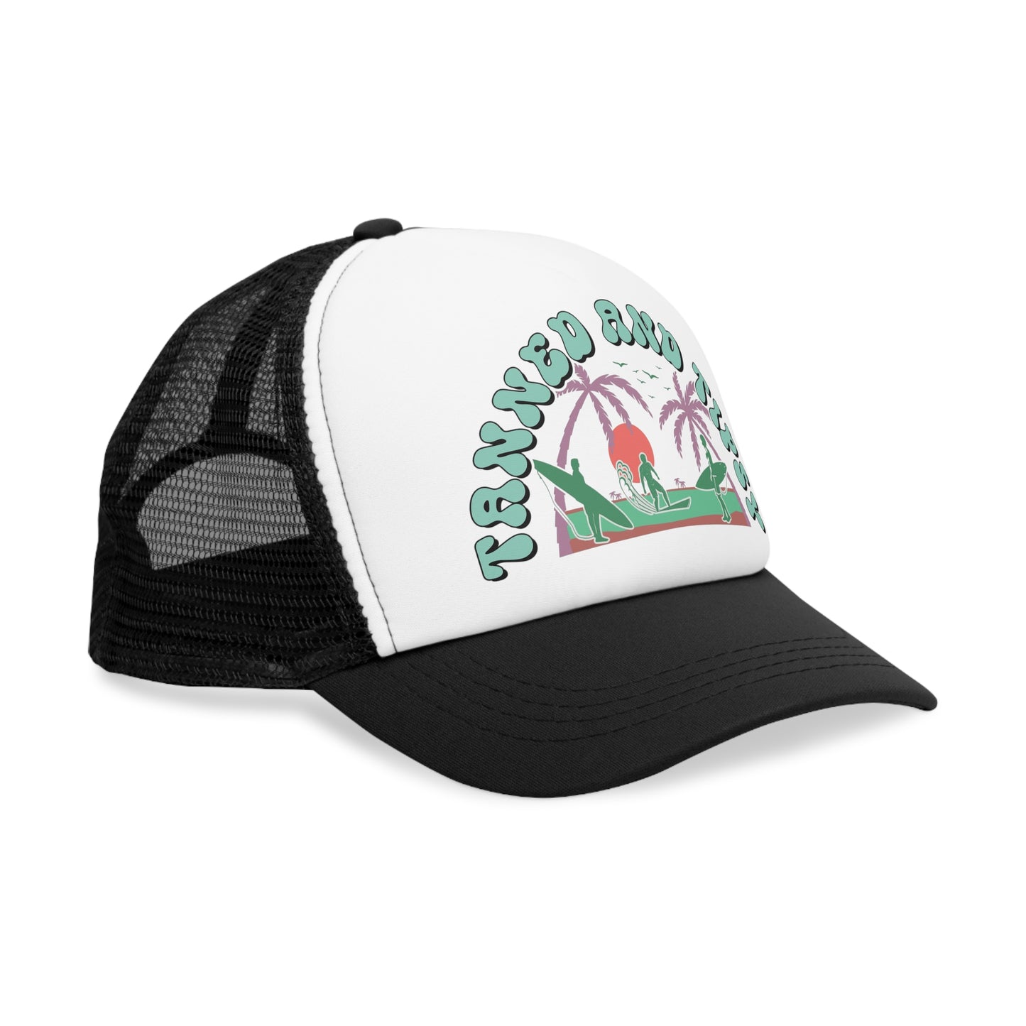 Mesh Cap, Tanned and Tipsy Trucker Cap, Beach Vibes Baseball Hat, Summer Party Headwear, Sun Kissed Snapback, Ocean Lover Fashion Accessory