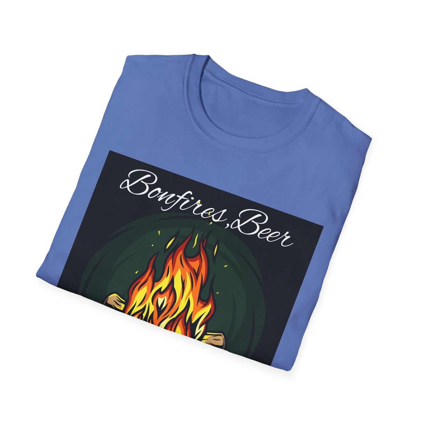 Bowfires, Beer, and Besties Unisex Softstyle T-Shirt - Perfect for Camping and Outdoor Gatherings