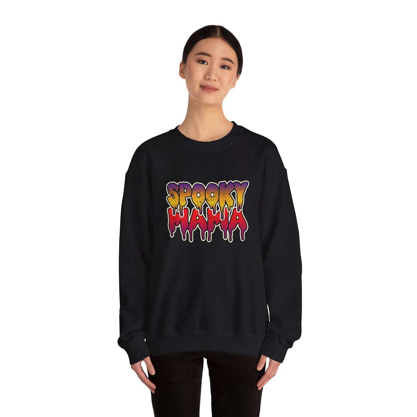 Spooky Mama Crewneck Sweatshirt, Halloween Sweatshirt, Gift for Moms, Cozy Fall Apparel, Unisex Holiday Clothing