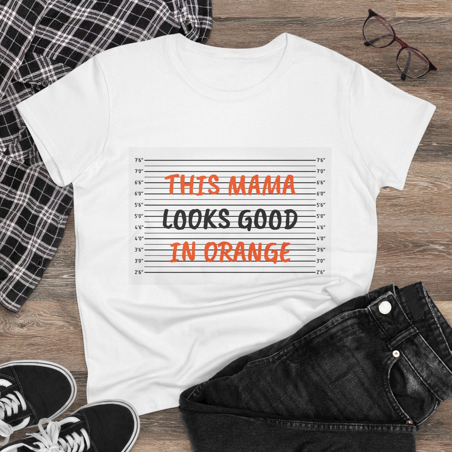 Fun Women's Midweight Cotton Tee - 'This Mama Looks Good in Orange'