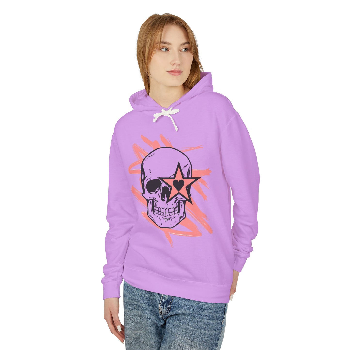Skull and Star Lightweight Unisex Hoodie - Trendy Graphic Sweatshirt for Casual Wear