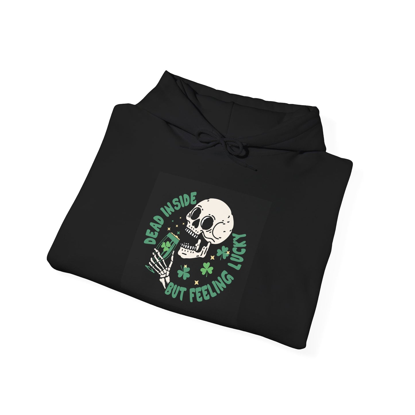 "Dead Inside but Feeling Lucky" Unisex Heavy Blend Hooded Sweatshirt - Perfect for Halloween & Casual Wear