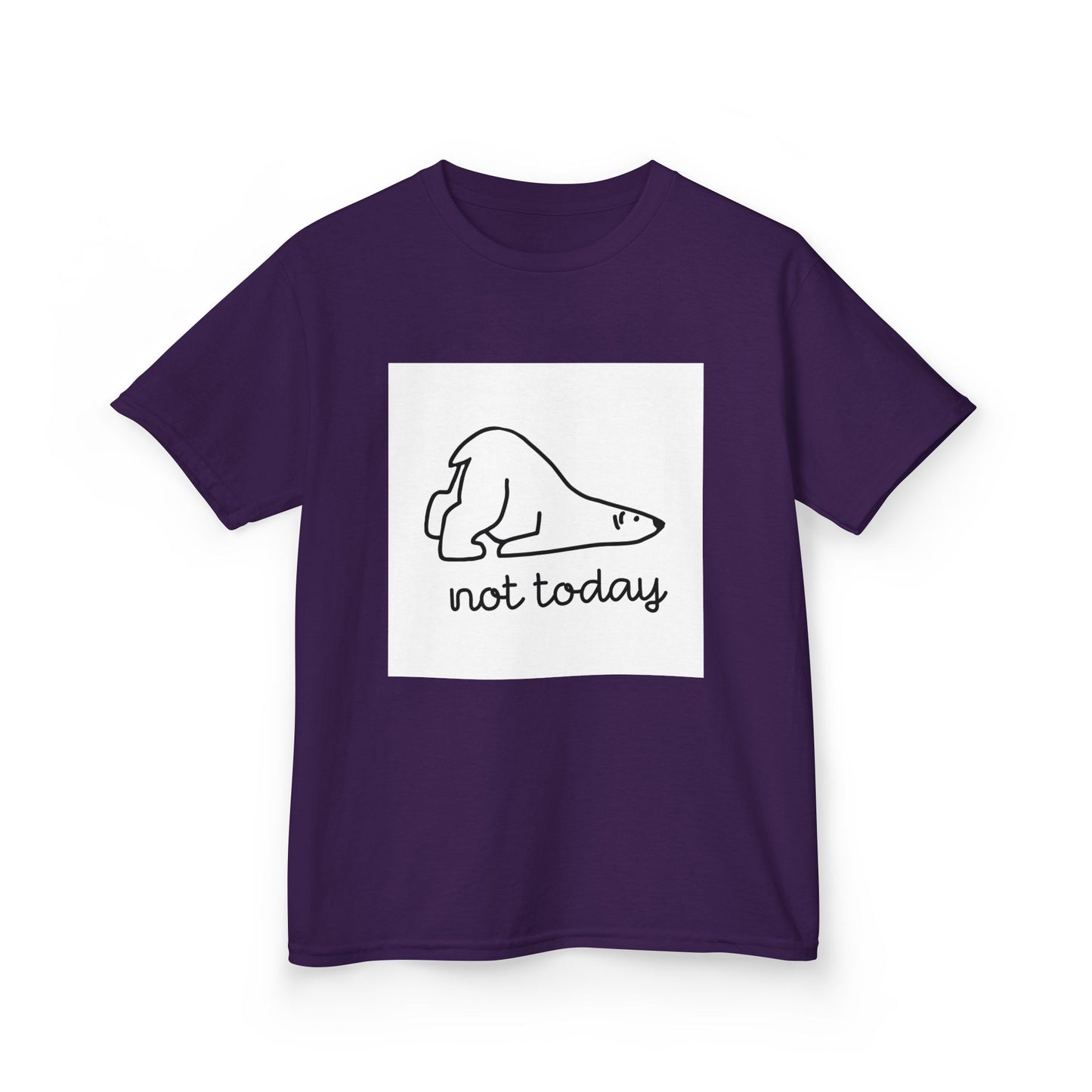 Kids Heavy Cotton™ Tee - "Not Today" Relaxed Polar Bear Design