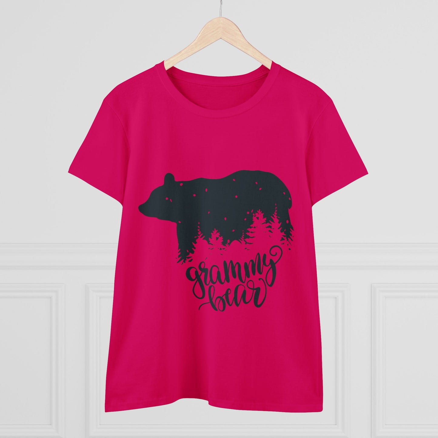 Grammy Bear Women's Midweight Cotton Tee - Cozy Nature Graphic Tee