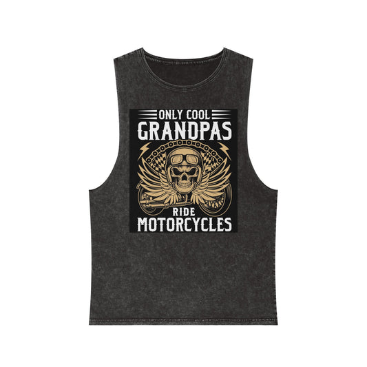 Only Cool Grandpas Ride Motorcycles Stonewash Tank Top