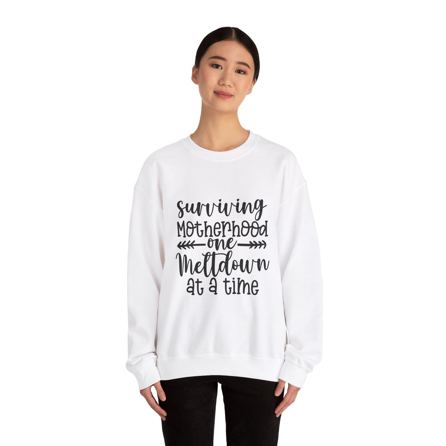 Surviving Motherhood Crewneck Sweatshirt – Cozy & Comfy for Moms