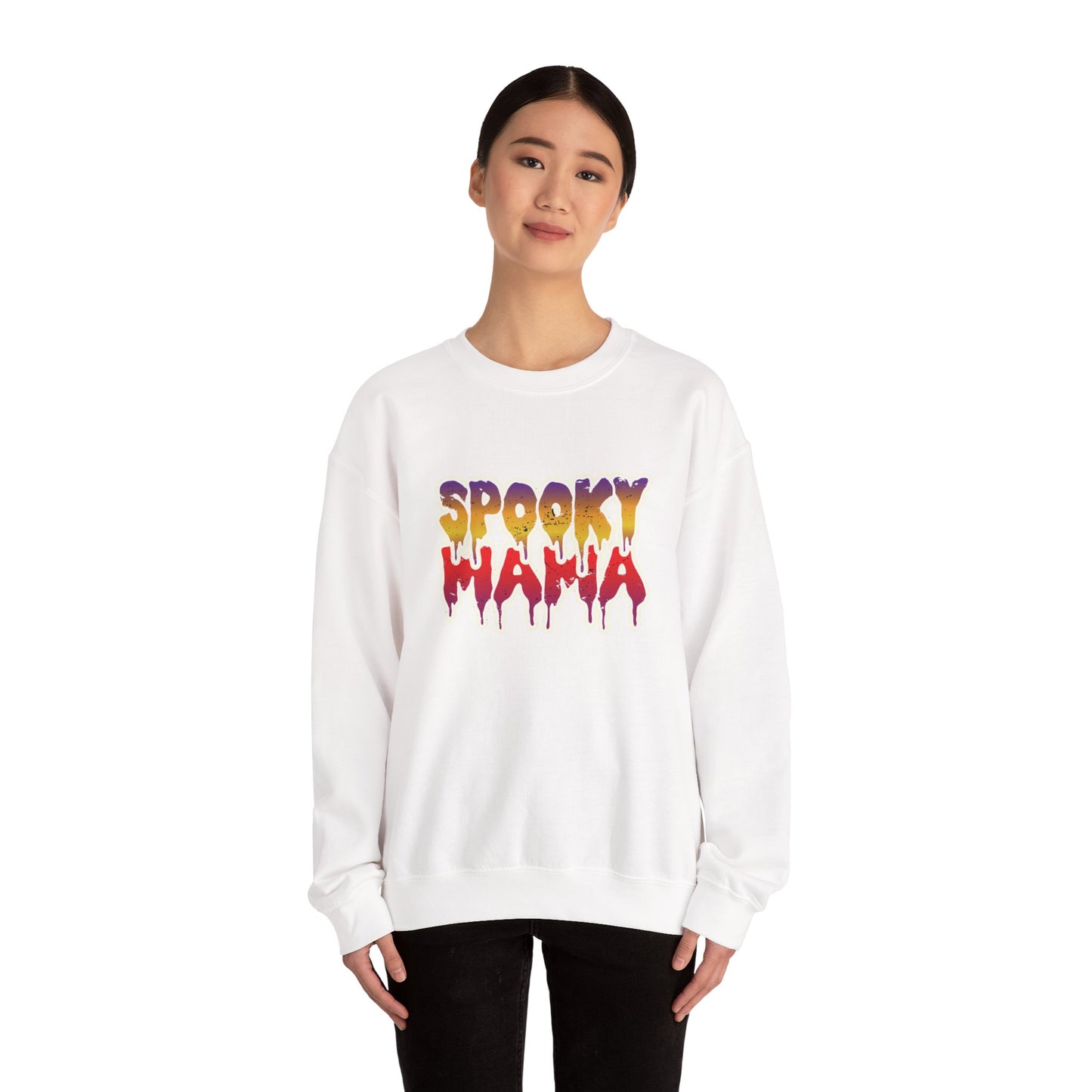 Spooky Mama Crewneck Sweatshirt, Halloween Sweatshirt, Gift for Moms, Cozy Fall Apparel, Unisex Holiday Clothing